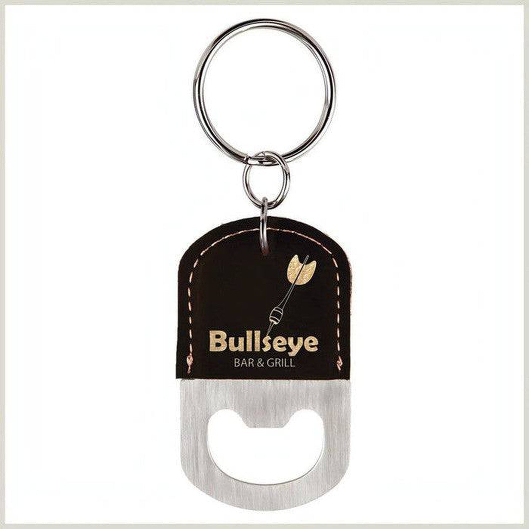 Leatherette Oval Bottle Opener with Keychain