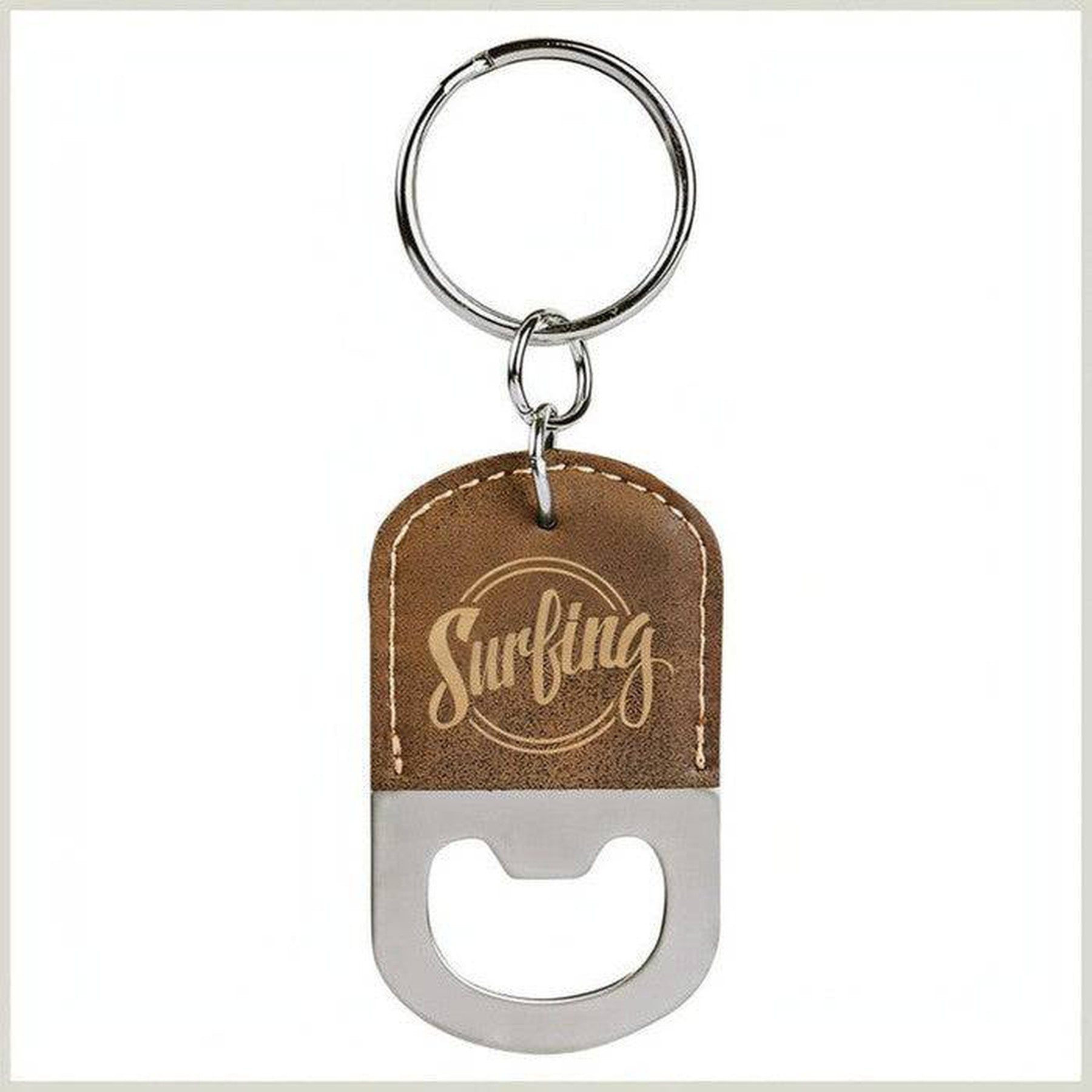 Leatherette Oval Bottle Opener with Keychain