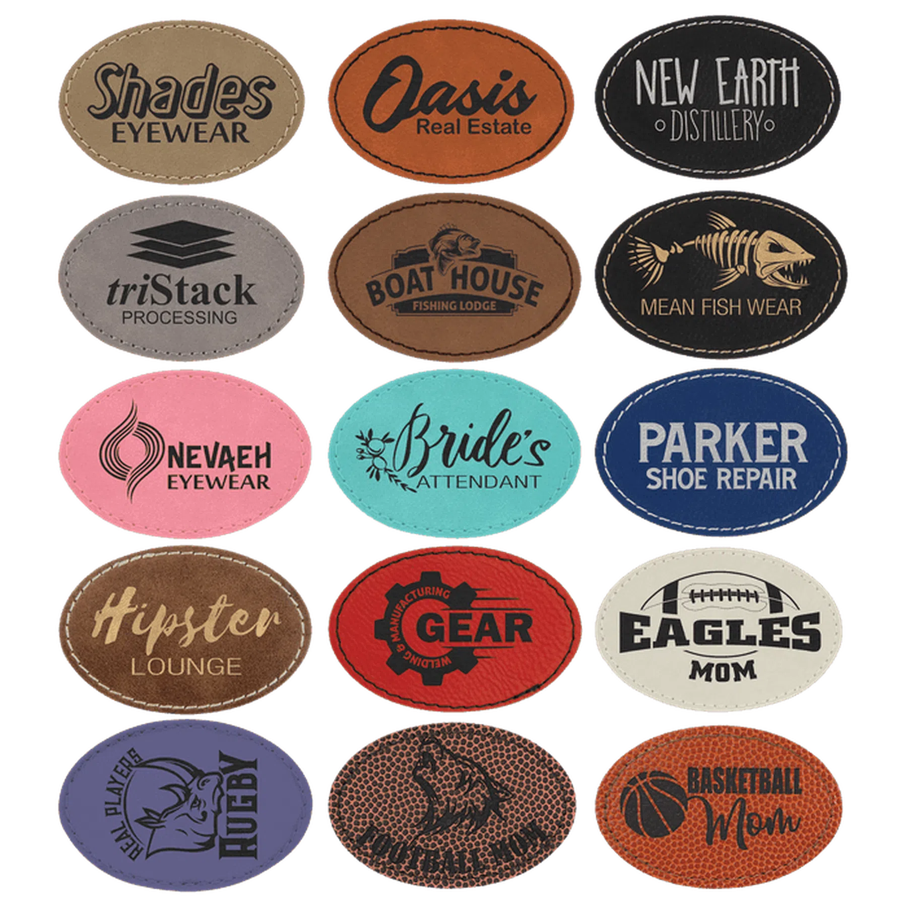 Leatherette Oval Patch Self Adhesive (Various Colors)
