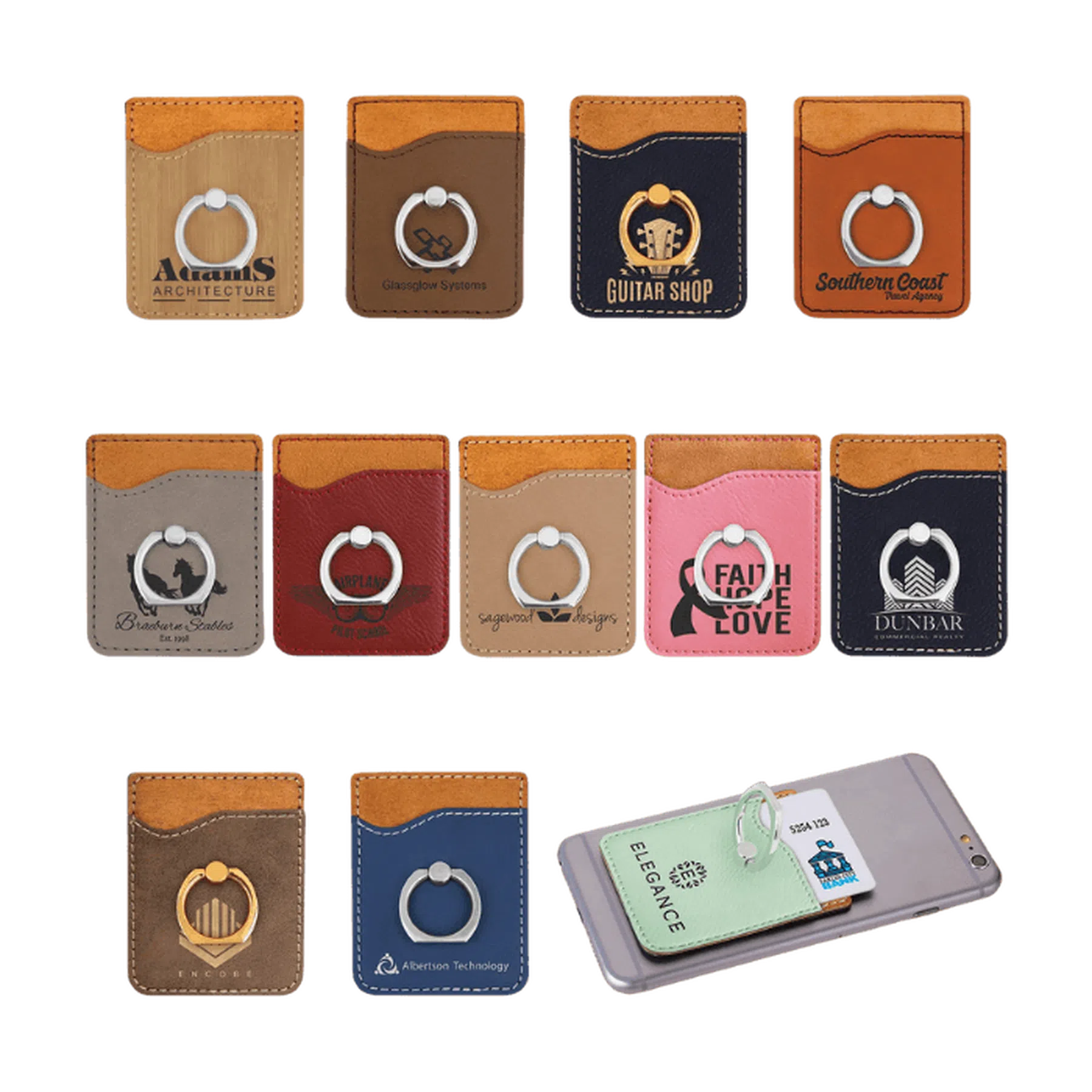 Leatherette Phone Wallet with Ring (Various Colors)
