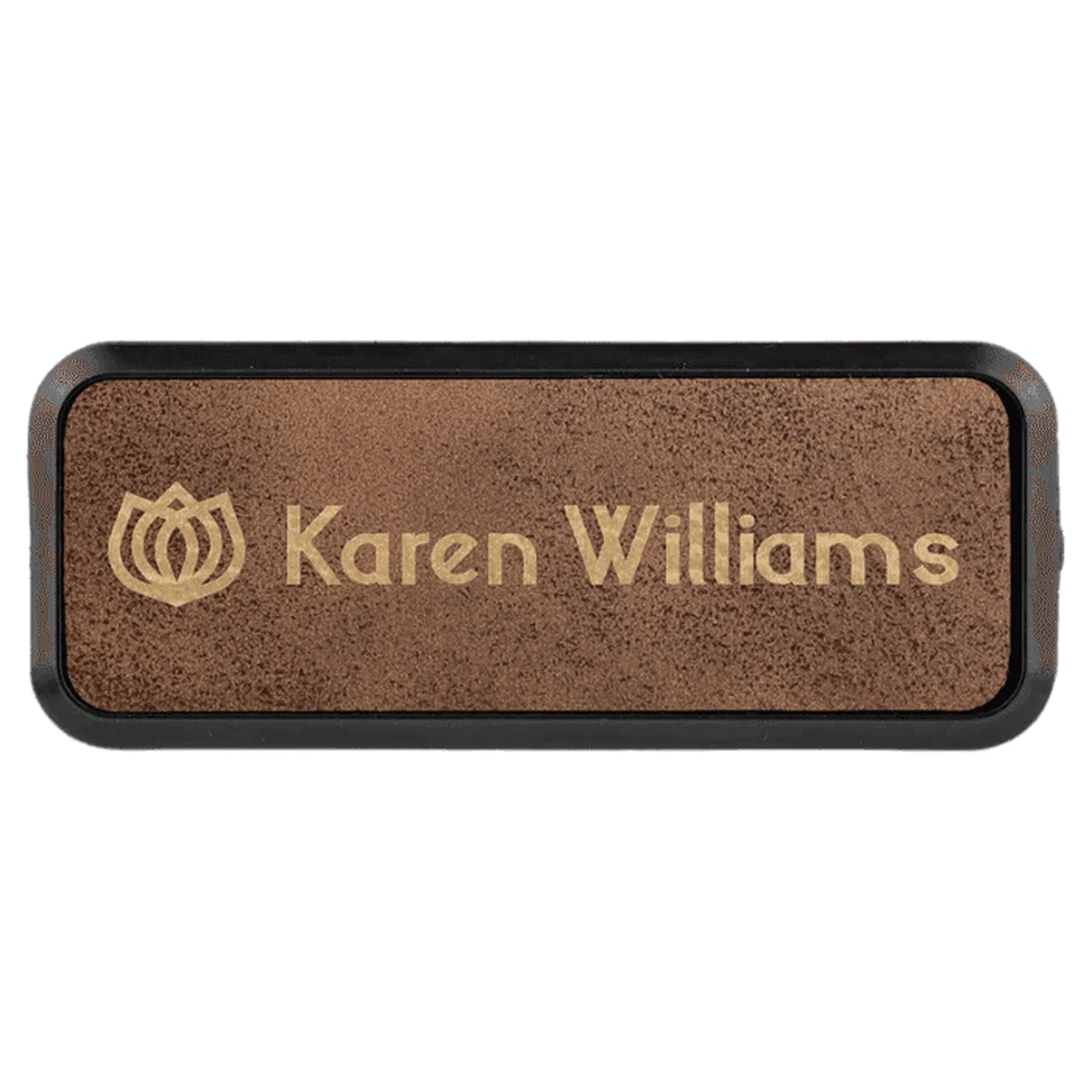 Leatherette Rounded Corner Name Badge with Plastic Frame (2 Sizes)