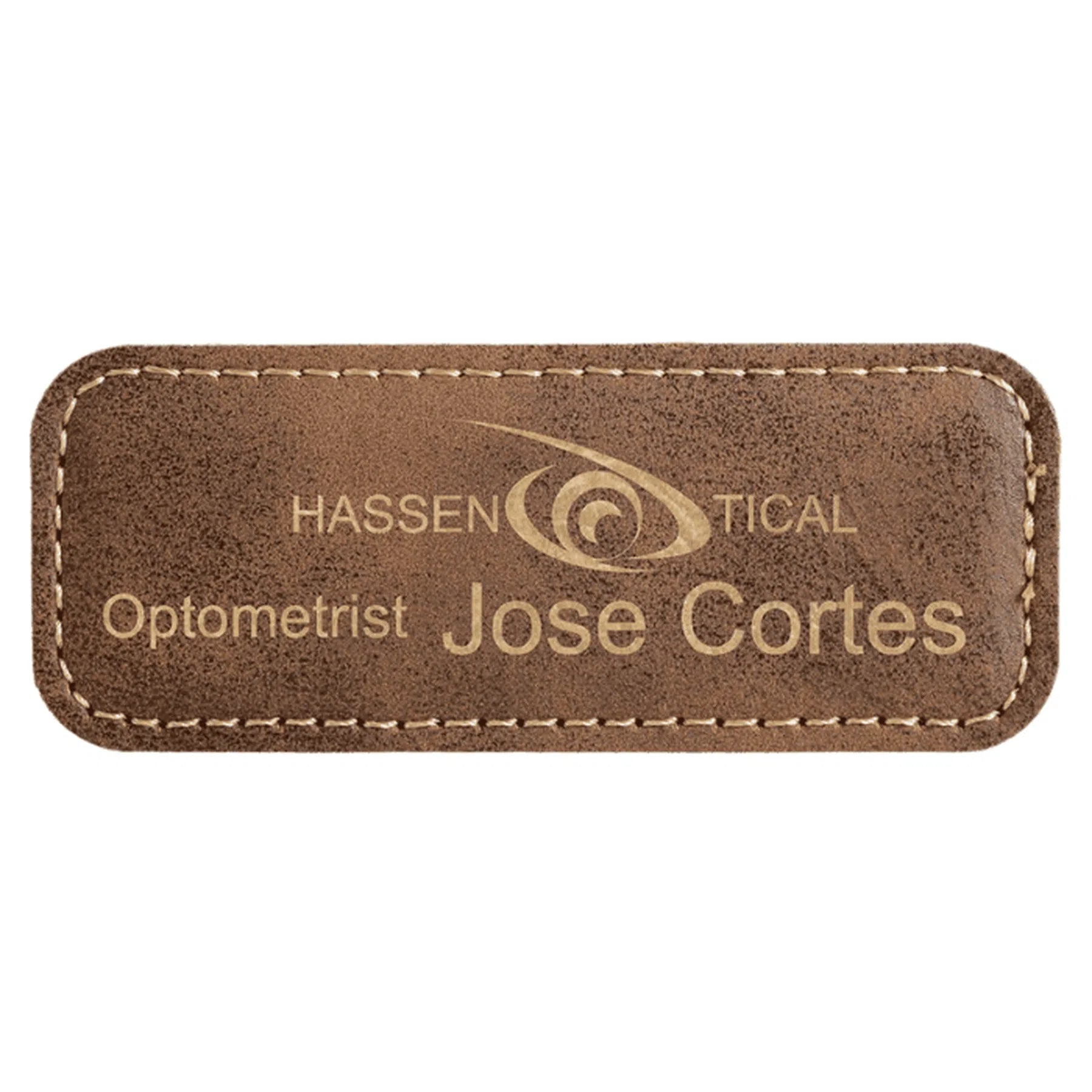 Leatherette Rounded Corners Name Badge with Magnet (2 Sizes)