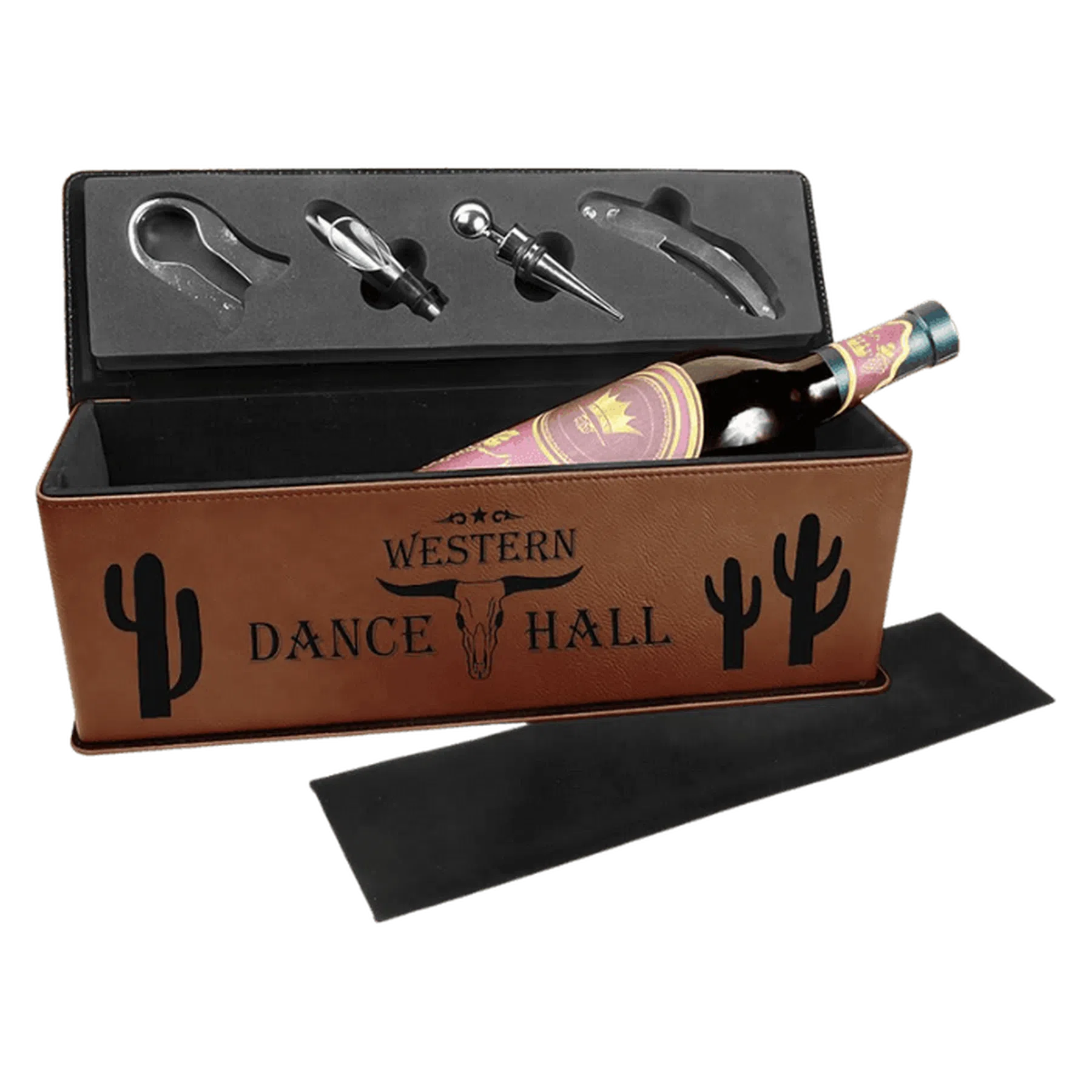 Leatherette Single Wine Box with Tools (Various Colors)