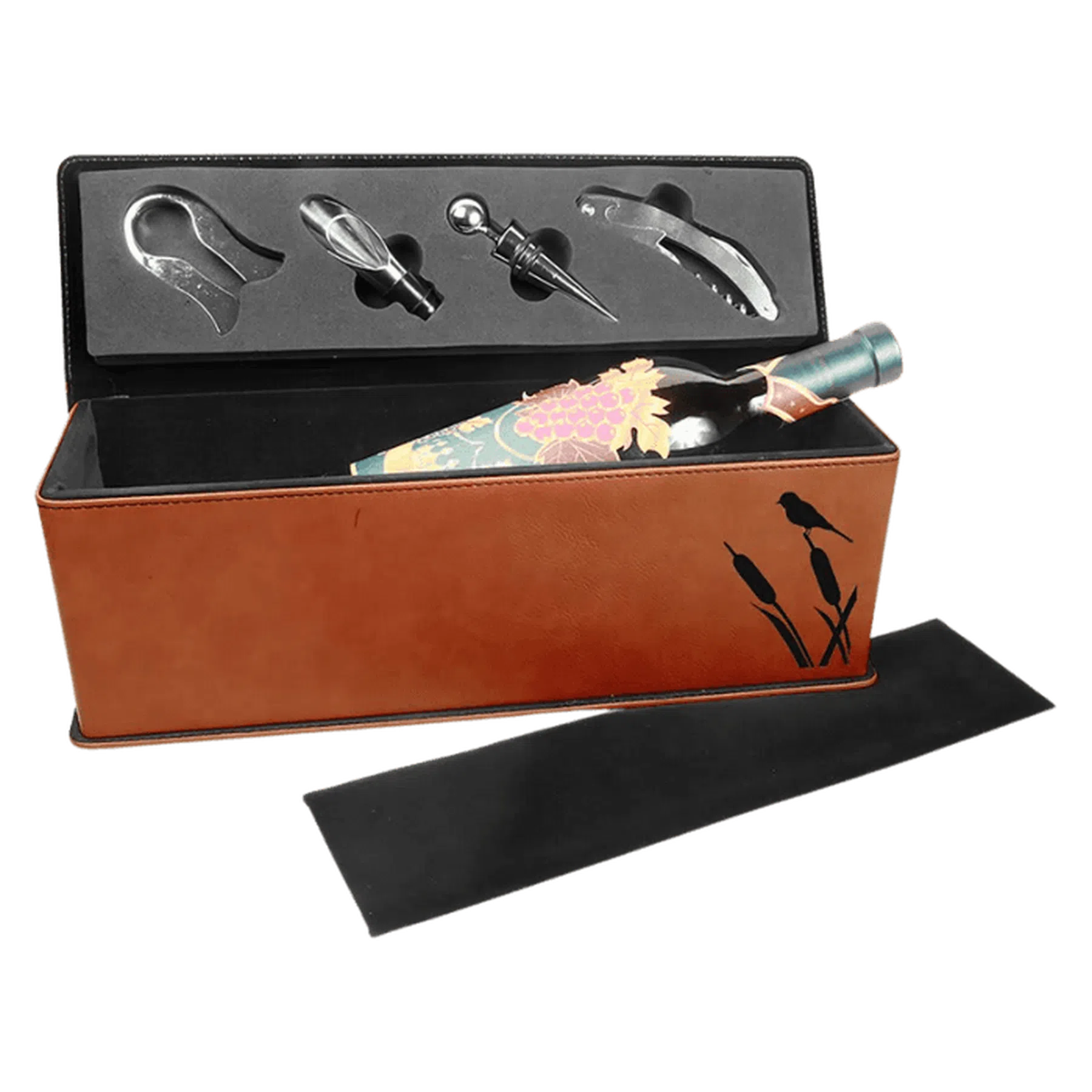 Leatherette Single Wine Box with Tools (Various Colors)