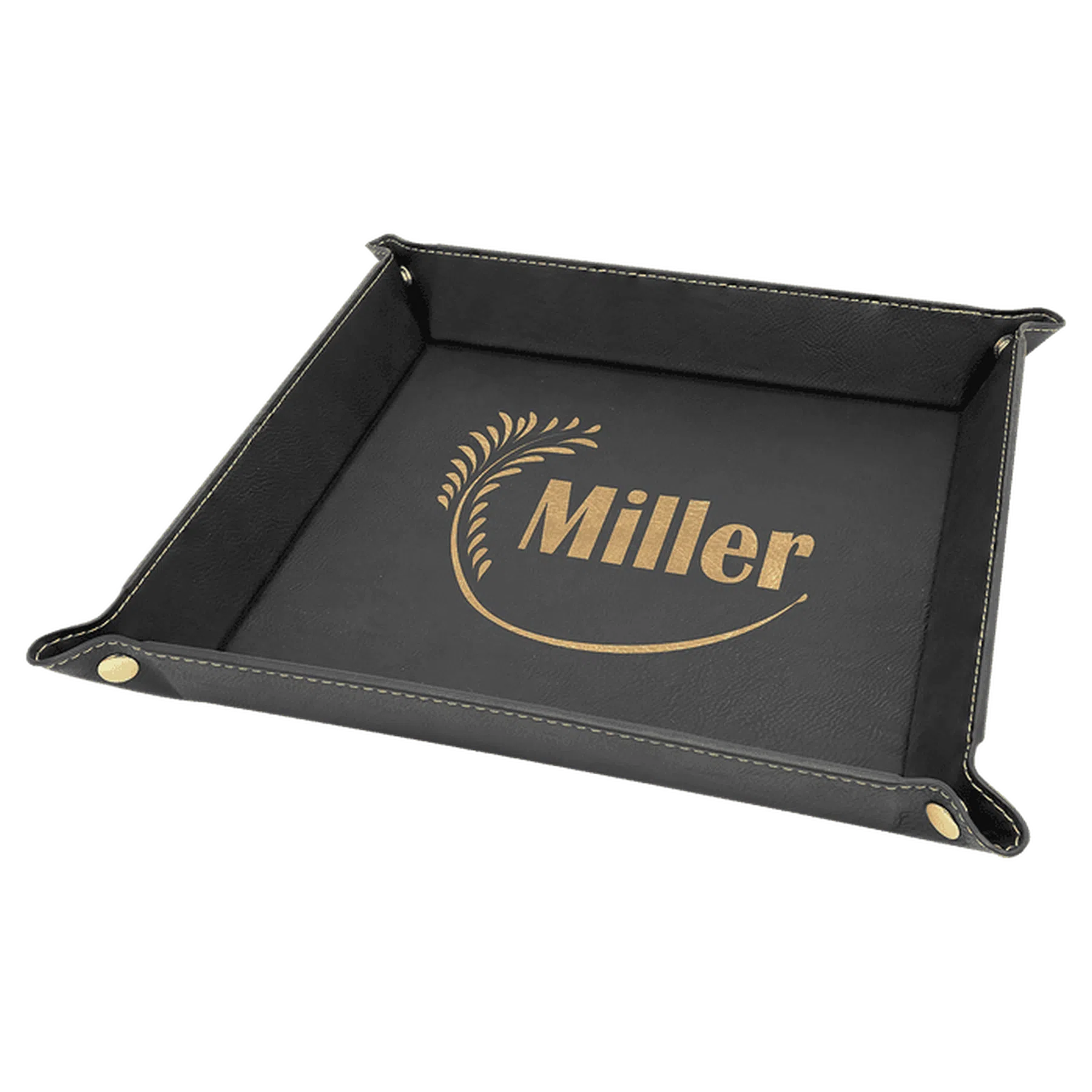 Leatherette Snap Up Tray with Silver Snaps (9 x 9 in Various Colors)