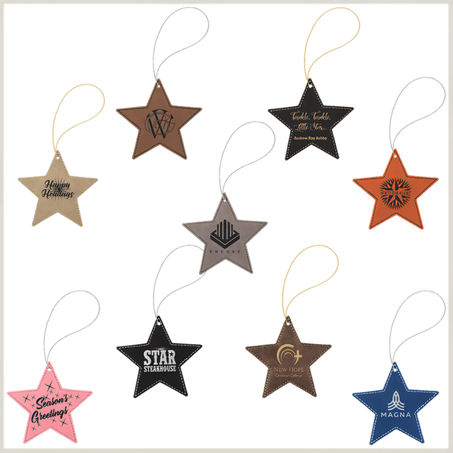 Leatherette Star Ornament (Various Colors)