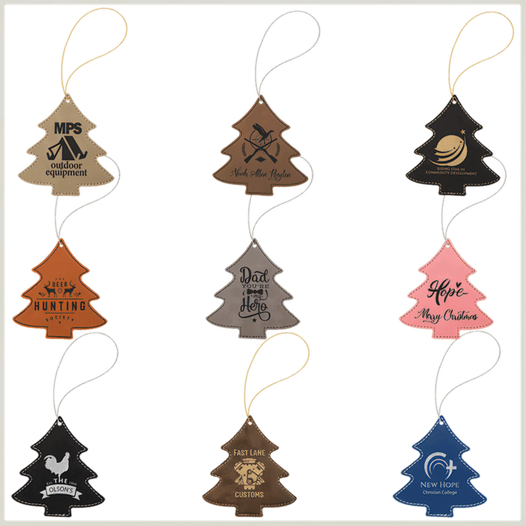 Leatherette Tree Ornament (Various Colors)