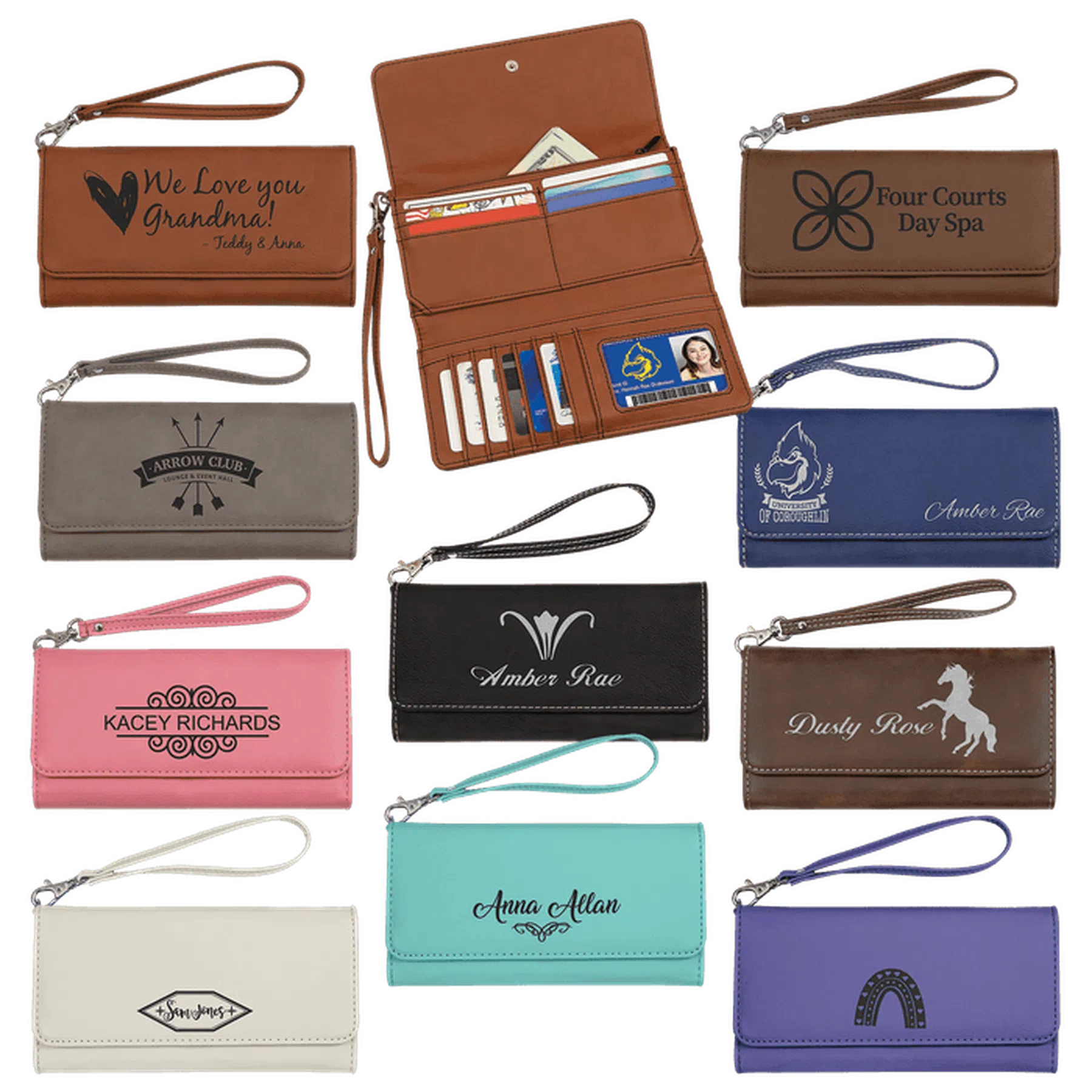 Leatherette Wallet with Wrist Strap (Various Colors)