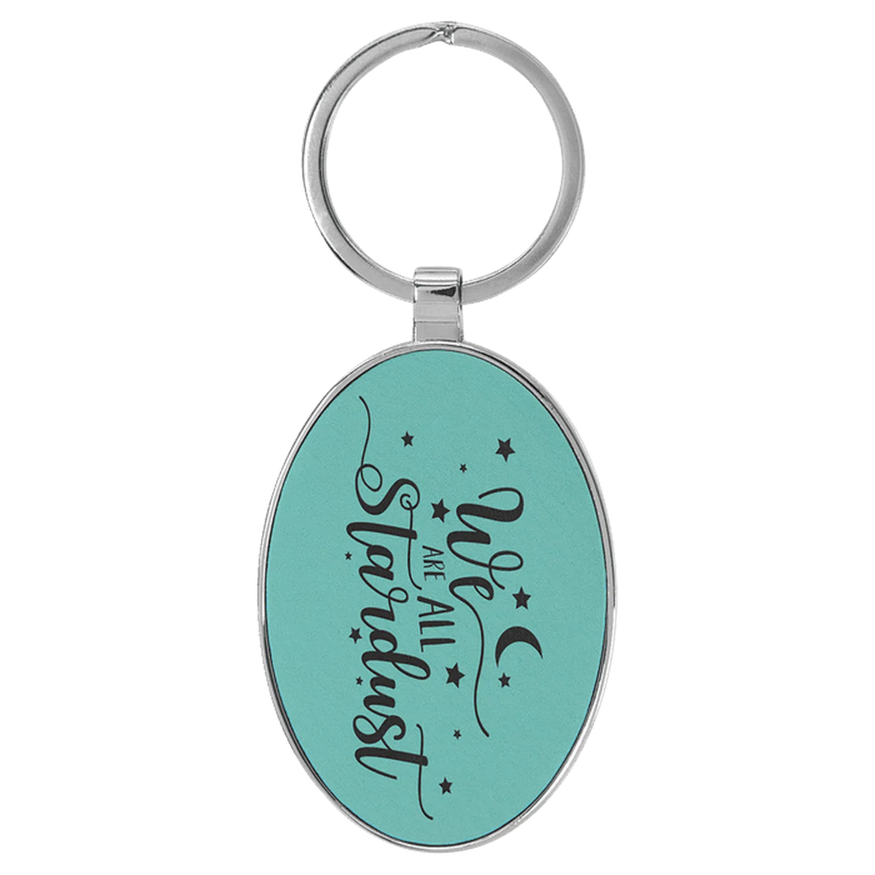 Leatherette/Metal Oval Keychain (Various Colors)