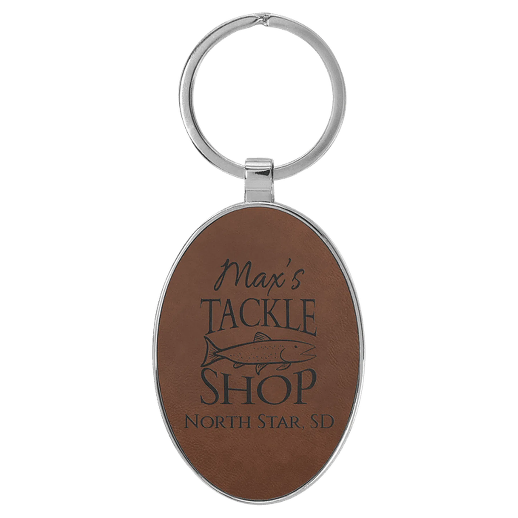 Leatherette/Metal Oval Keychain (Various Colors)