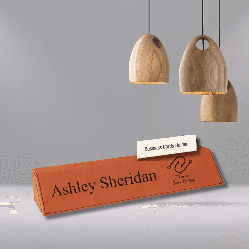Leatherette Desk Wedges (With or Without Card Holder - 2 Sizes) Rawhide