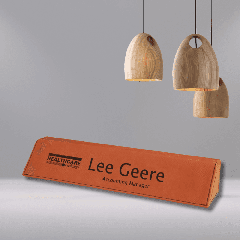 Leatherette Desk Wedges (With or Without Card Holder - 2 Sizes) Rawhide