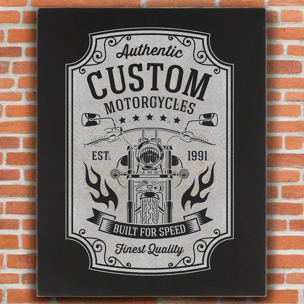 Leatherette Wall Sign - Black with Engraving