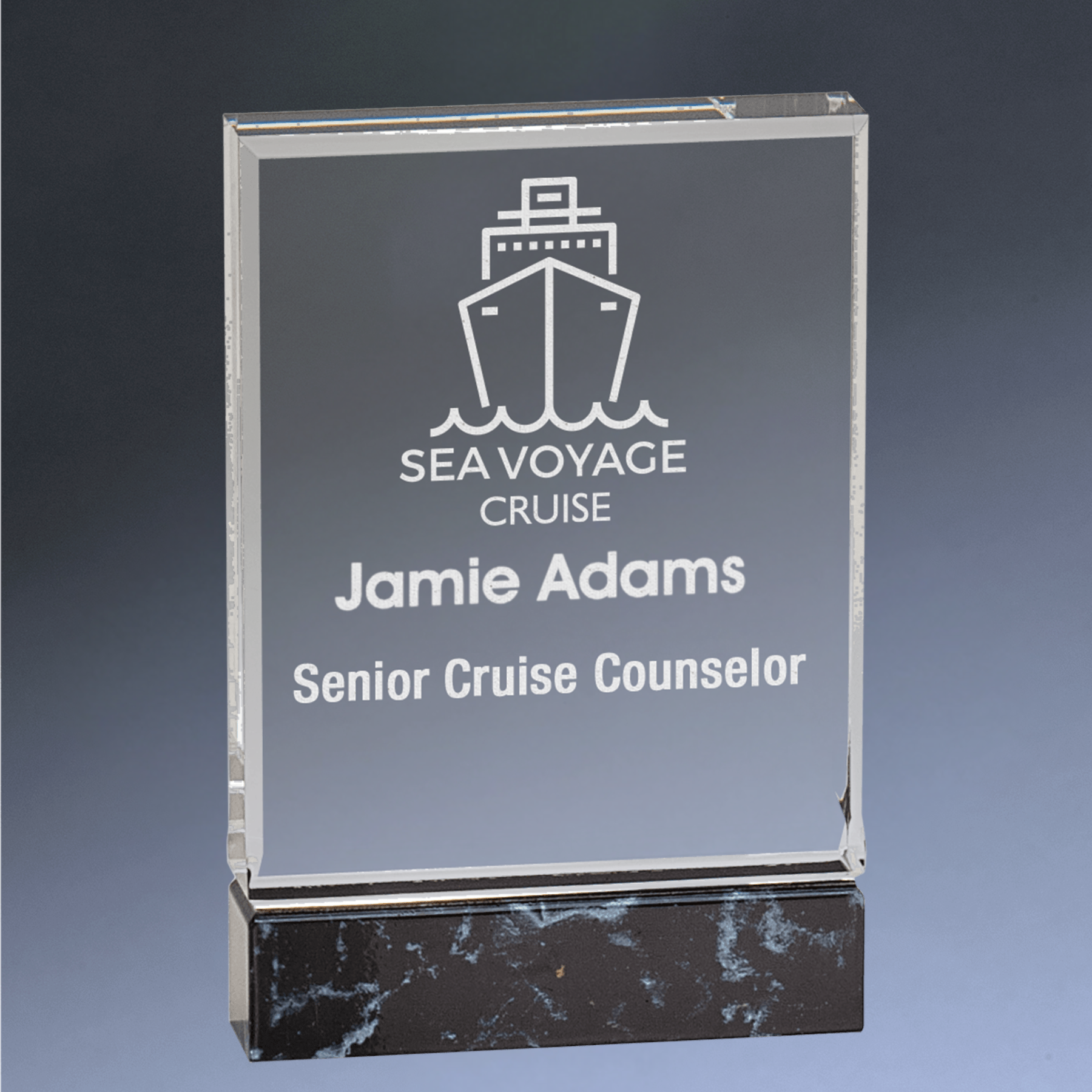 Black Fusion Marble Acrylic Award – Engraved Display of Recognition 3" x 5" / Acrylic