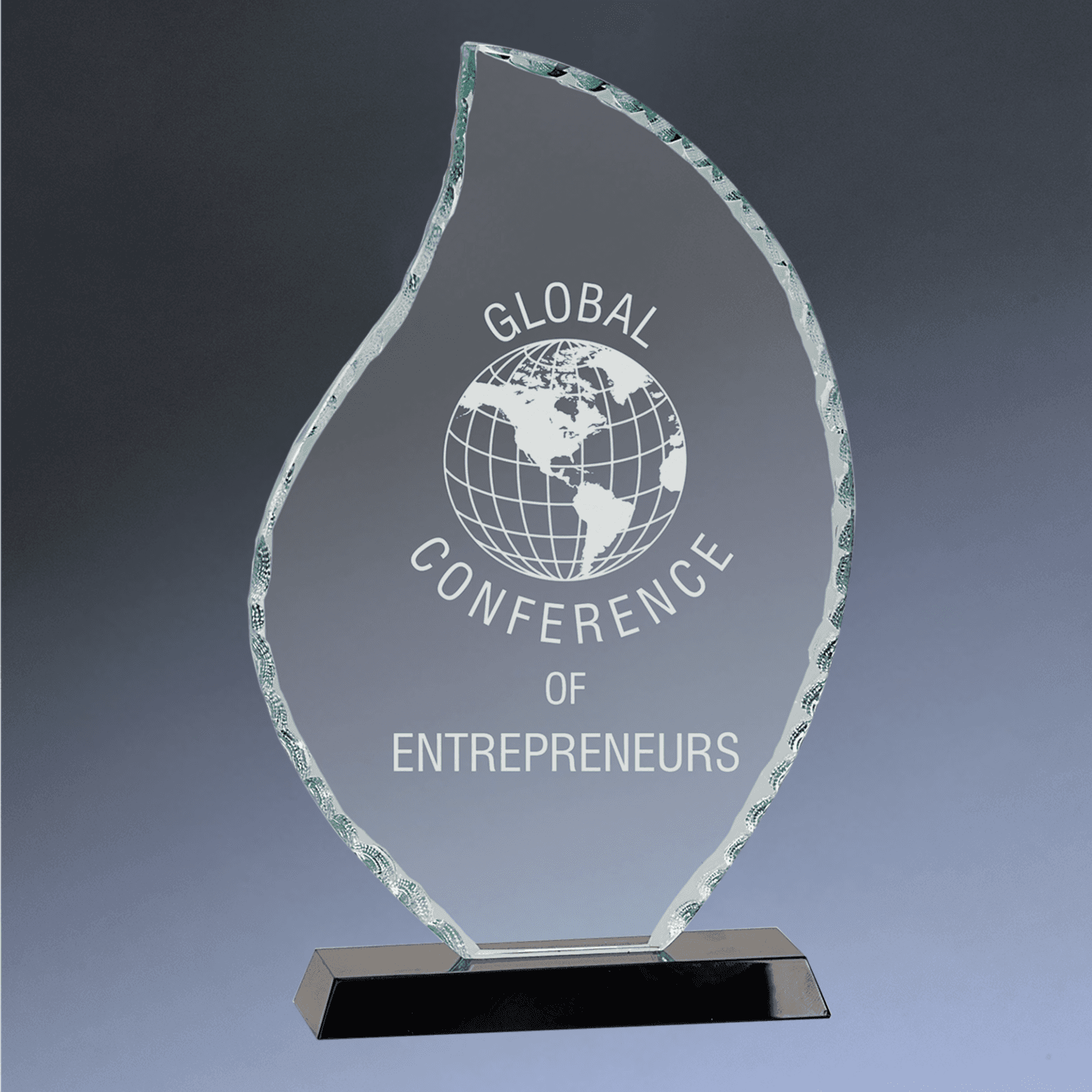 Facet Glass Award - Custom Engraved Flame, Shield, Scroll & Diamond Shapes Round / 5" / Glass