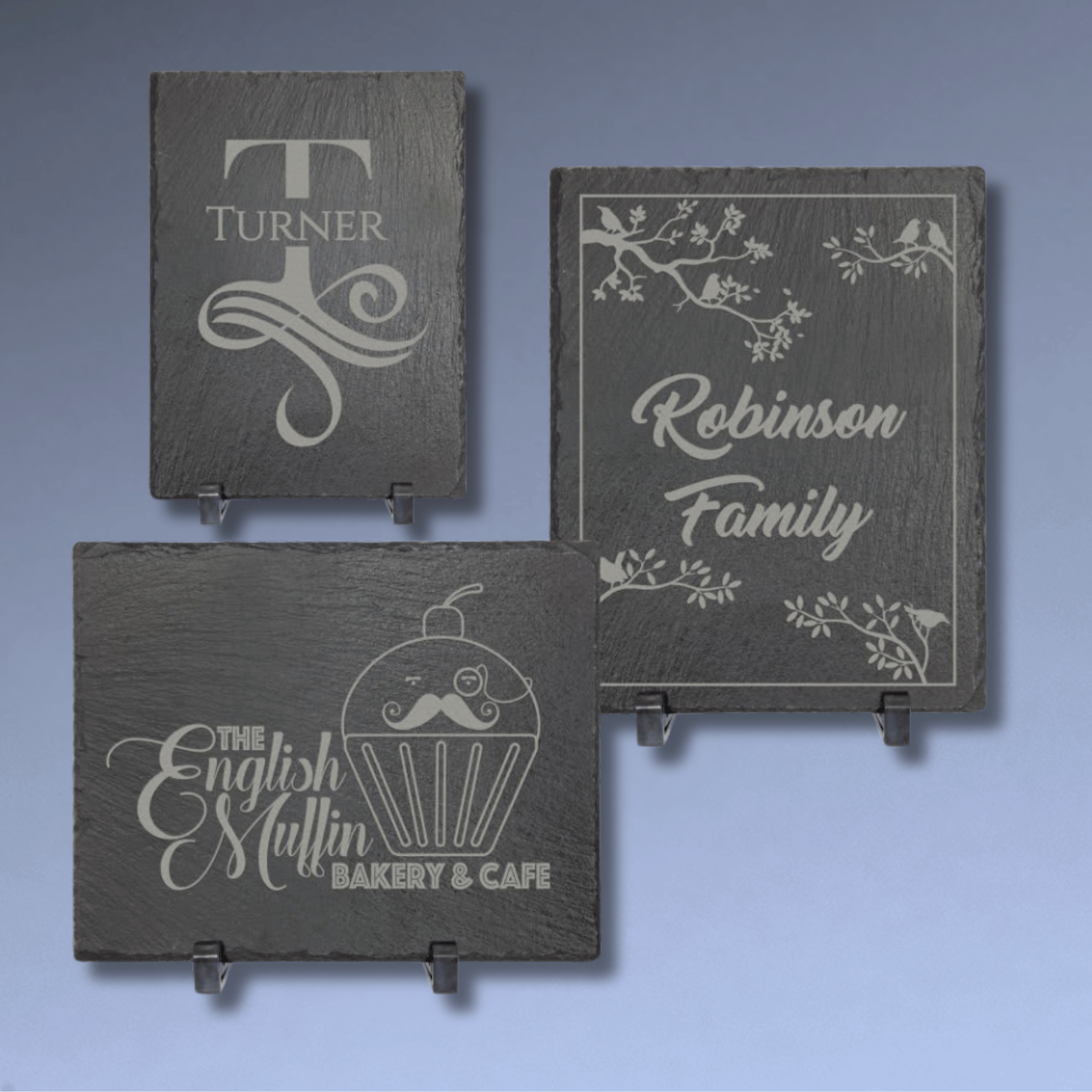Custom Engraved Slate Charcuterie Boards and Counter Signs 7" x 5"