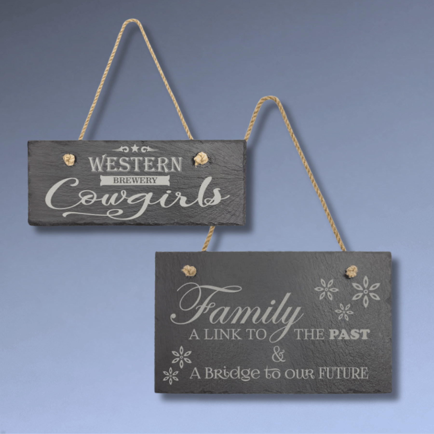 Custom Engraved Slate Signs – Hanging Rustic Decor for Home or Business Rectangle / 10" x 4"