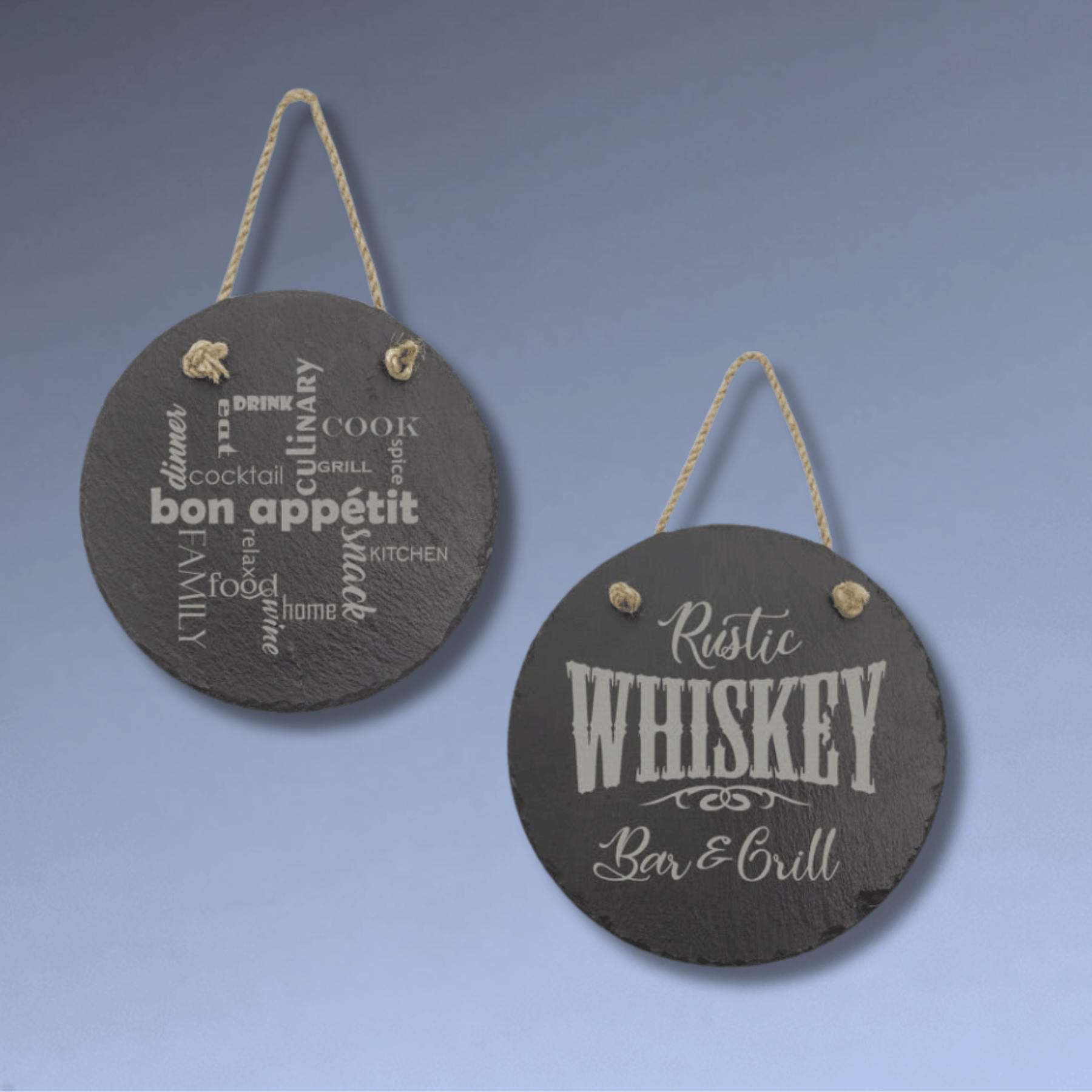 Custom Engraved Slate Signs – Hanging Rustic Decor for Home or Business Rectangle / 10" x 4"