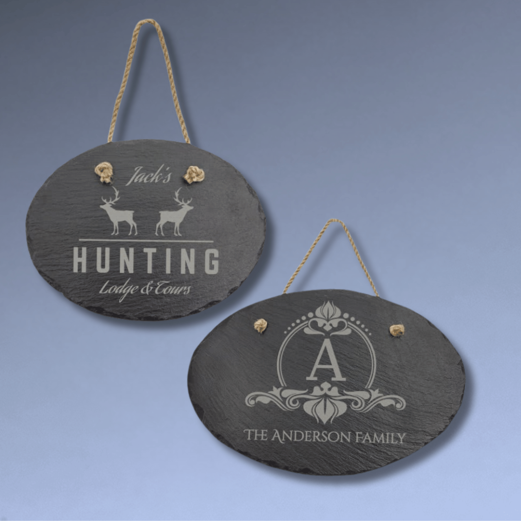Custom Engraved Slate Signs – Hanging Rustic Decor for Home or Business Rectangle / 10" x 4"