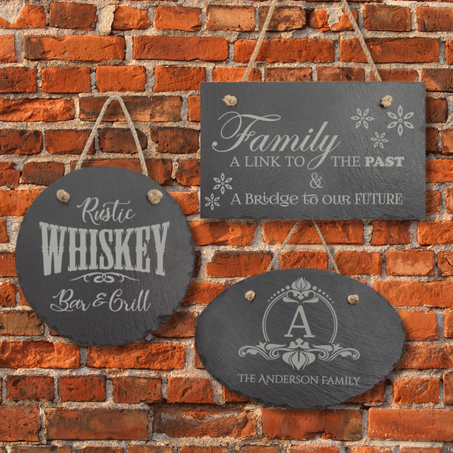 Custom Engraved Slate Signs – Hanging Rustic Decor for Home or Business Rectangle / 10" x 4"