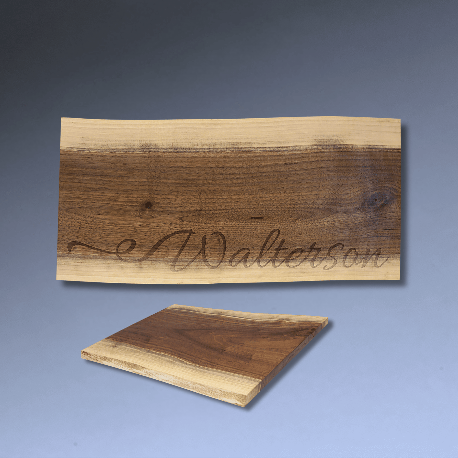 Custom Engraved Live Edge Black Walnut Cutting and Charcuterie Board 9 x 6