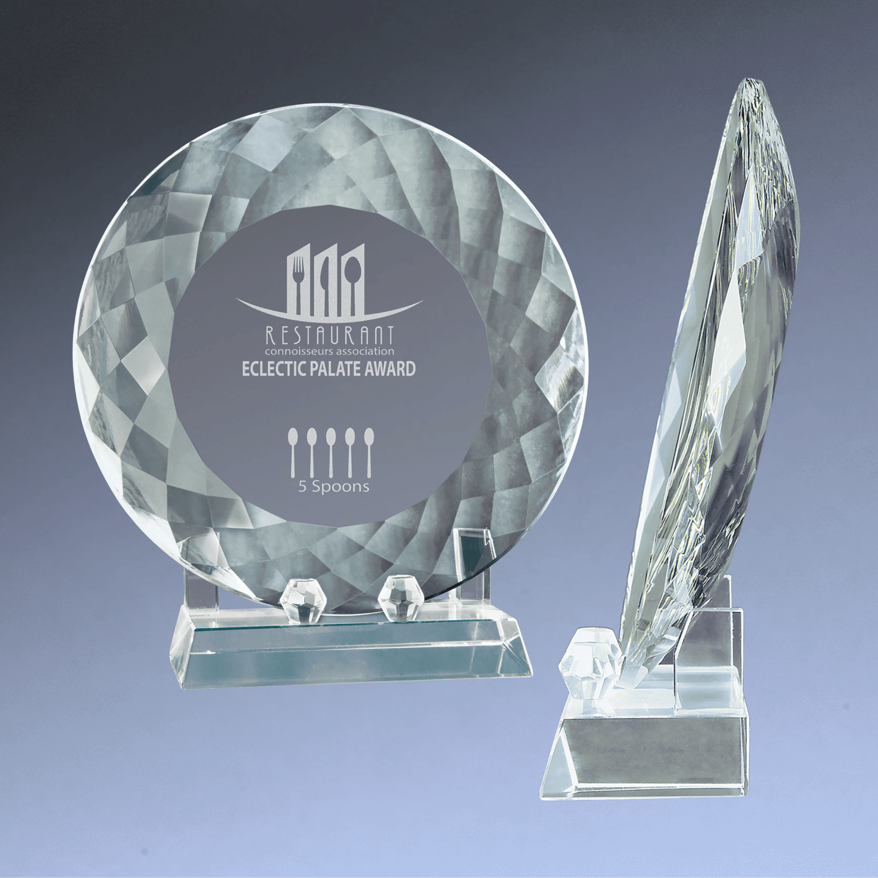 Crystal Recognition Plate with Pedestal Base for Awards and Milestones 7 3/4"