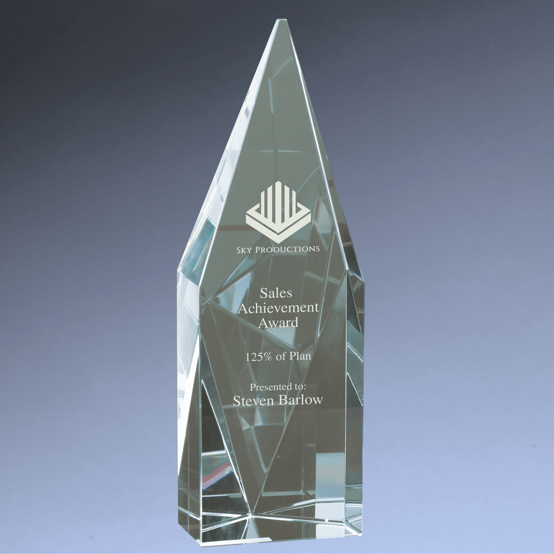Self-Standing Crystal Diamond Tower Awards 7 3/4"