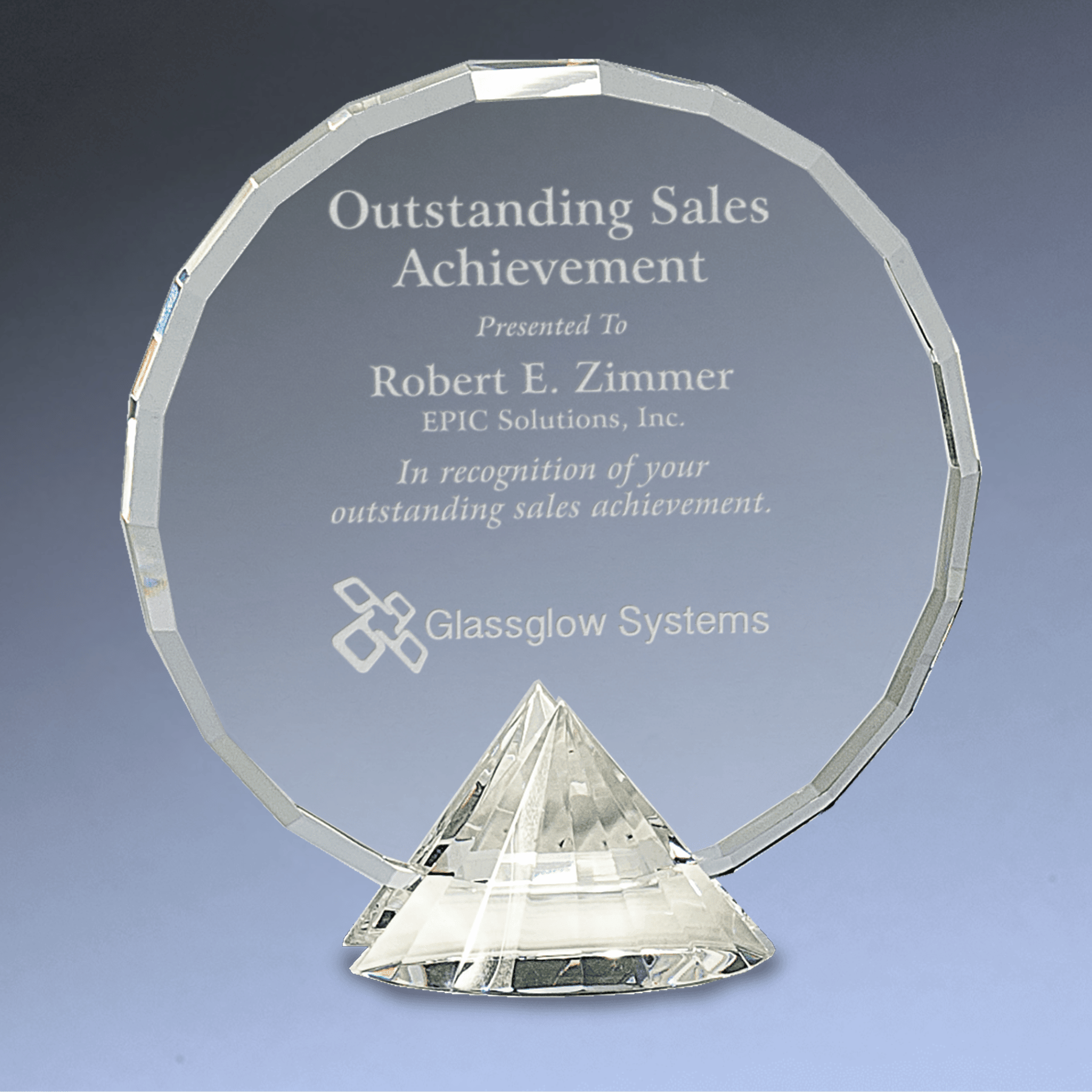 Round Crystal Awards with Diamond Base for Milestones & Achievement 7 1/2"