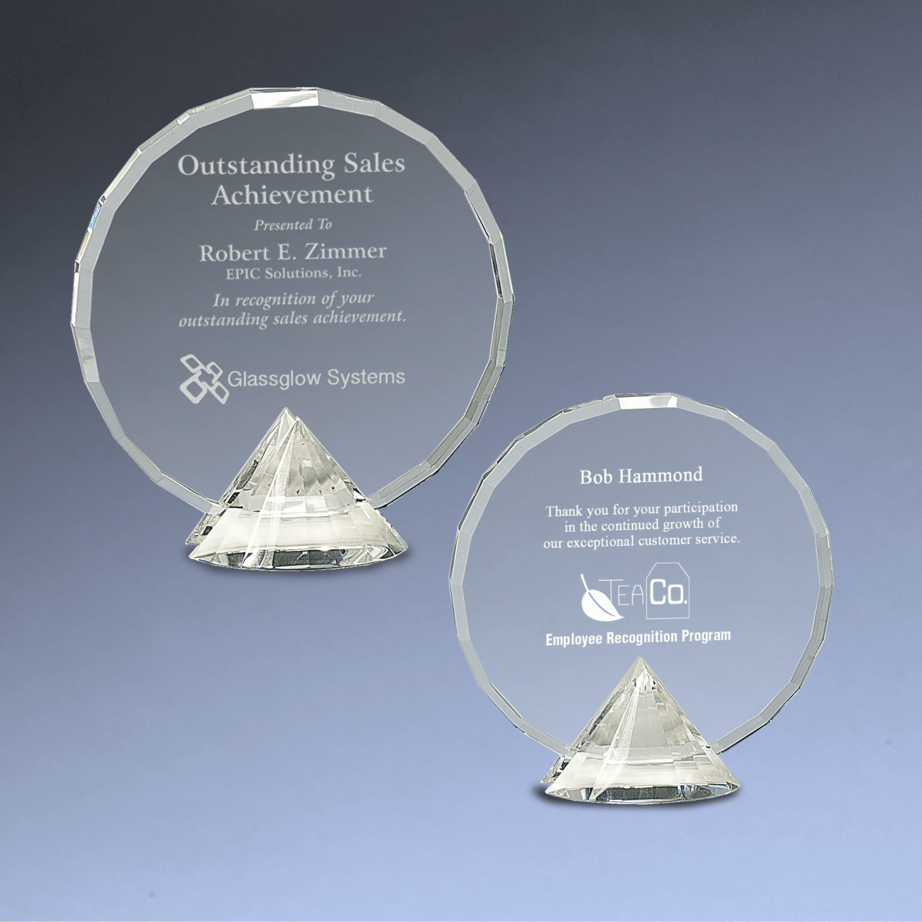 Round Crystal Awards with Diamond Base for Milestones & Achievement 6 1/2"
