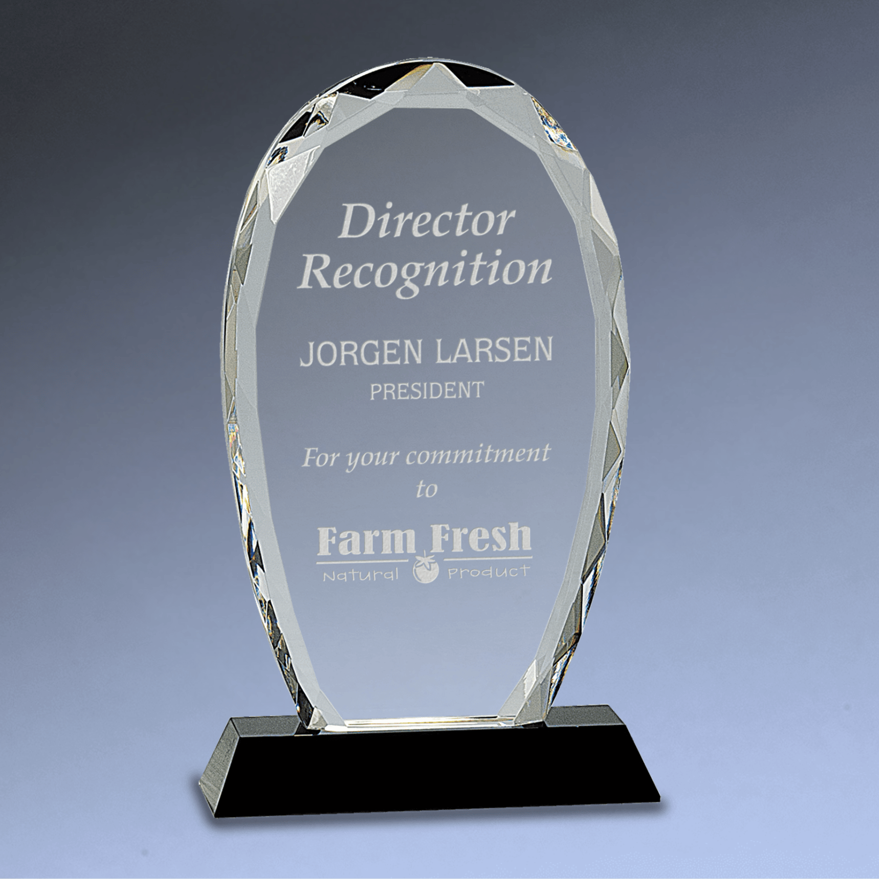 Oval Facet Crystal Award on Black Crystal Base 9"