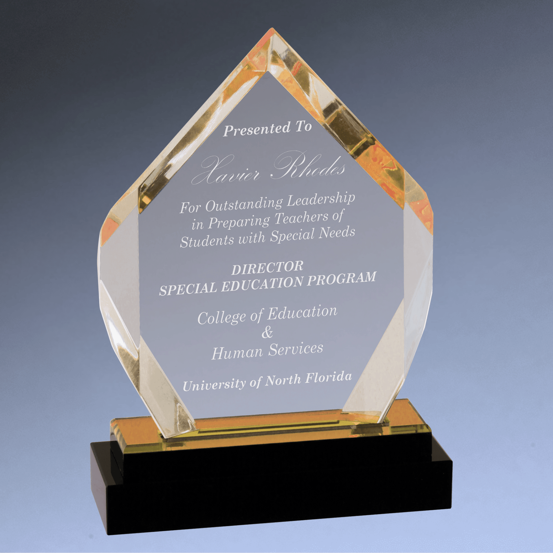 Fusion Diamond Impress Acrylic Award with Mirror Base