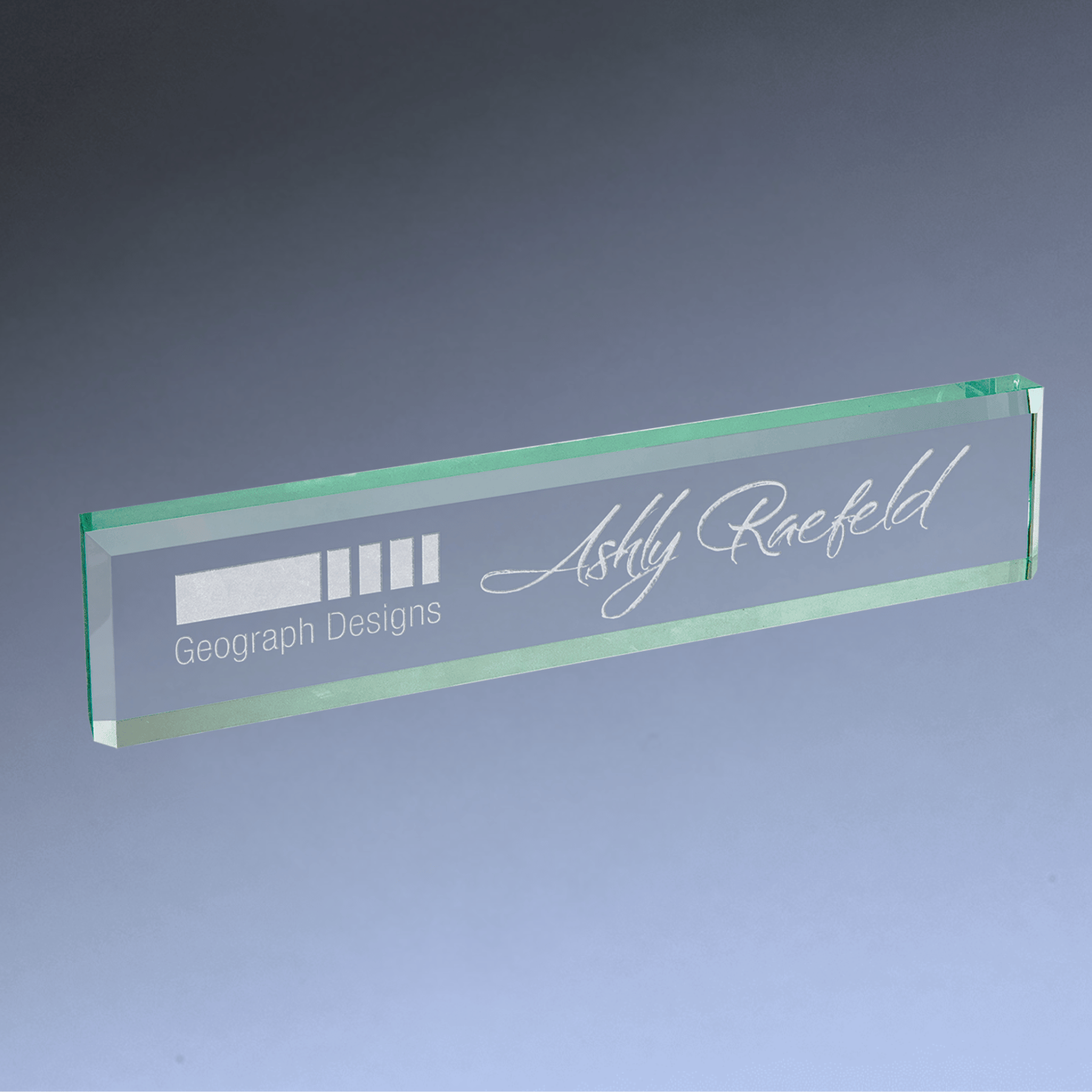 Jade Glass Desk Name Bar
