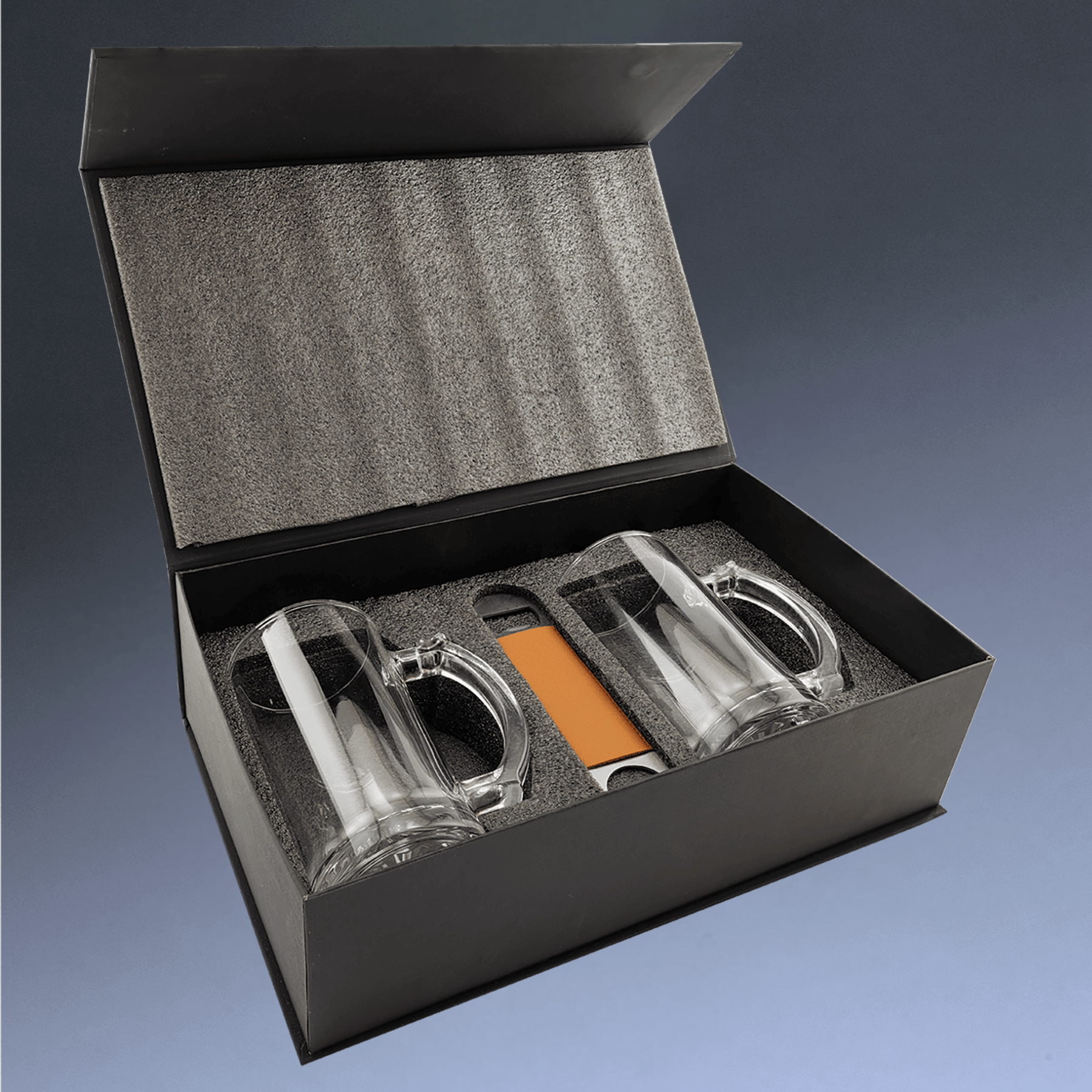 Personalized Beer Mug Gift Set with Mugs and Bar-Style Bottle Opener Default Title