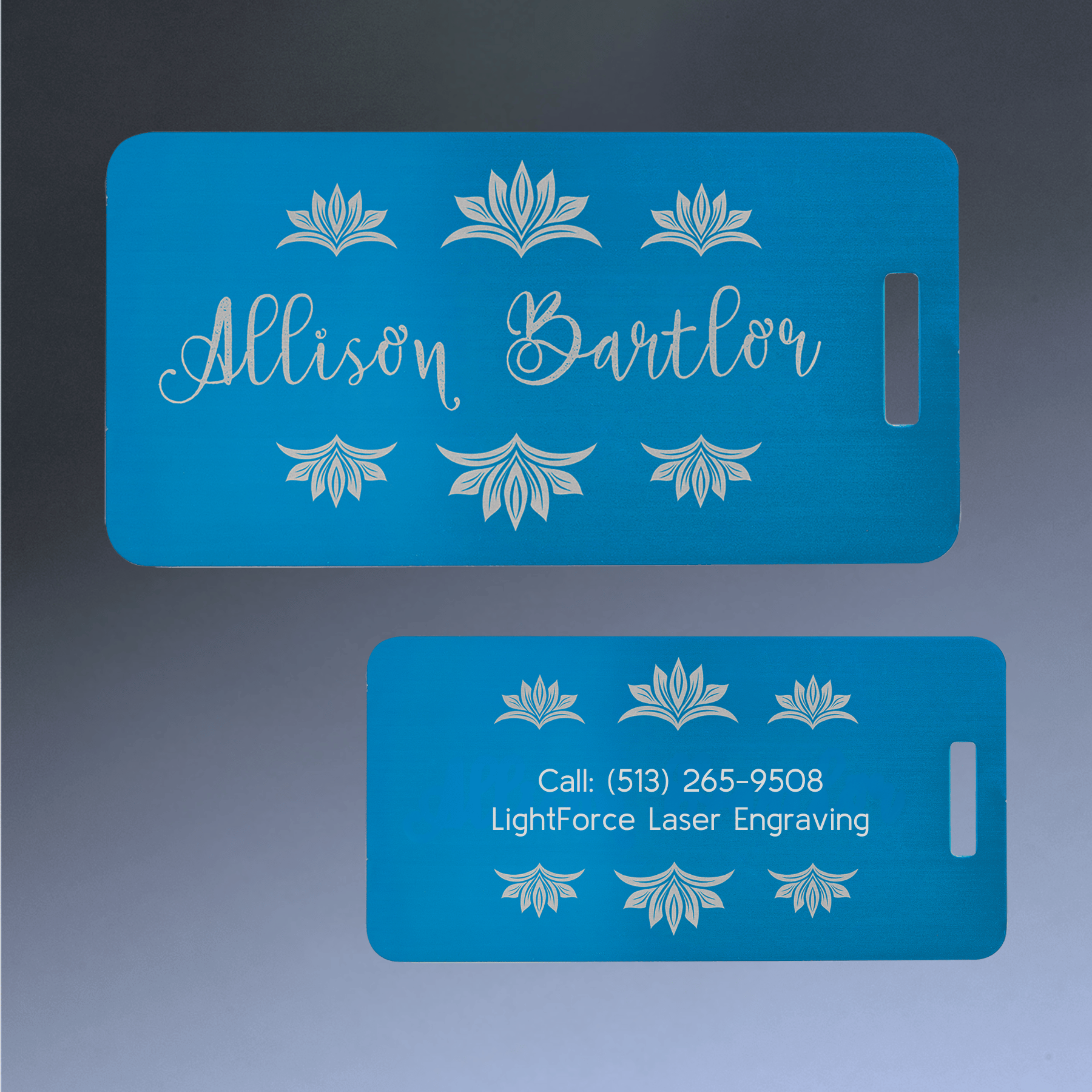 Personalized Aluminum Luggage Tags - Engraved Identification Tags Black / 3 7/8" x 2
