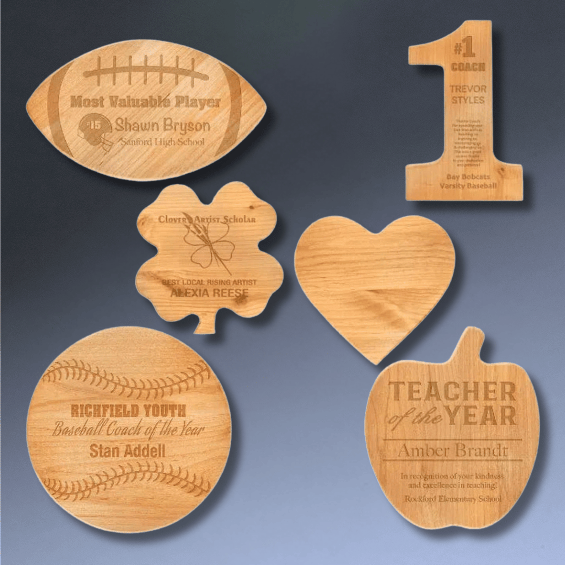 Personalized Red Alder Sport and Specialty Plaques