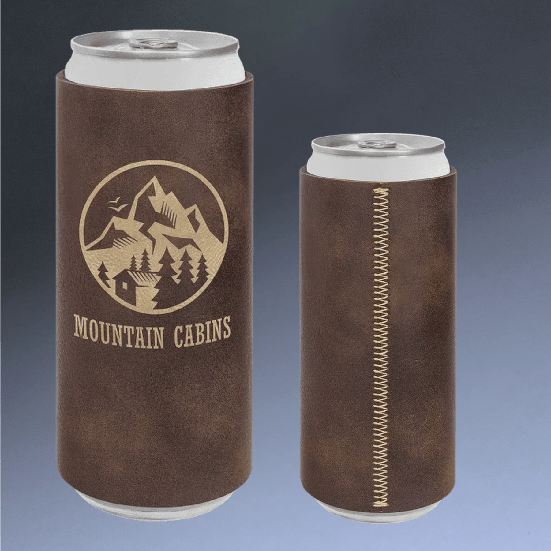 Personalized Slim Beverage Holder in Leatherette Colors Football Leatherette / Slim Beverage Holder