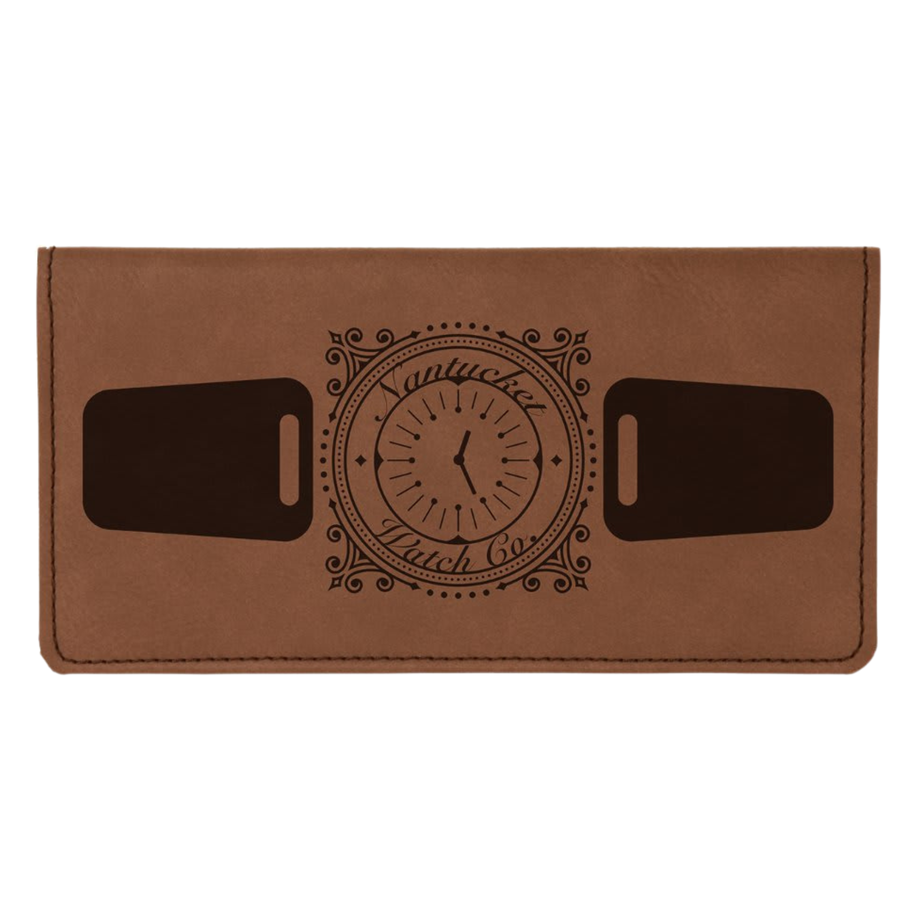 Personalized Checkbook Cover in Leatherette Colors Light Brown