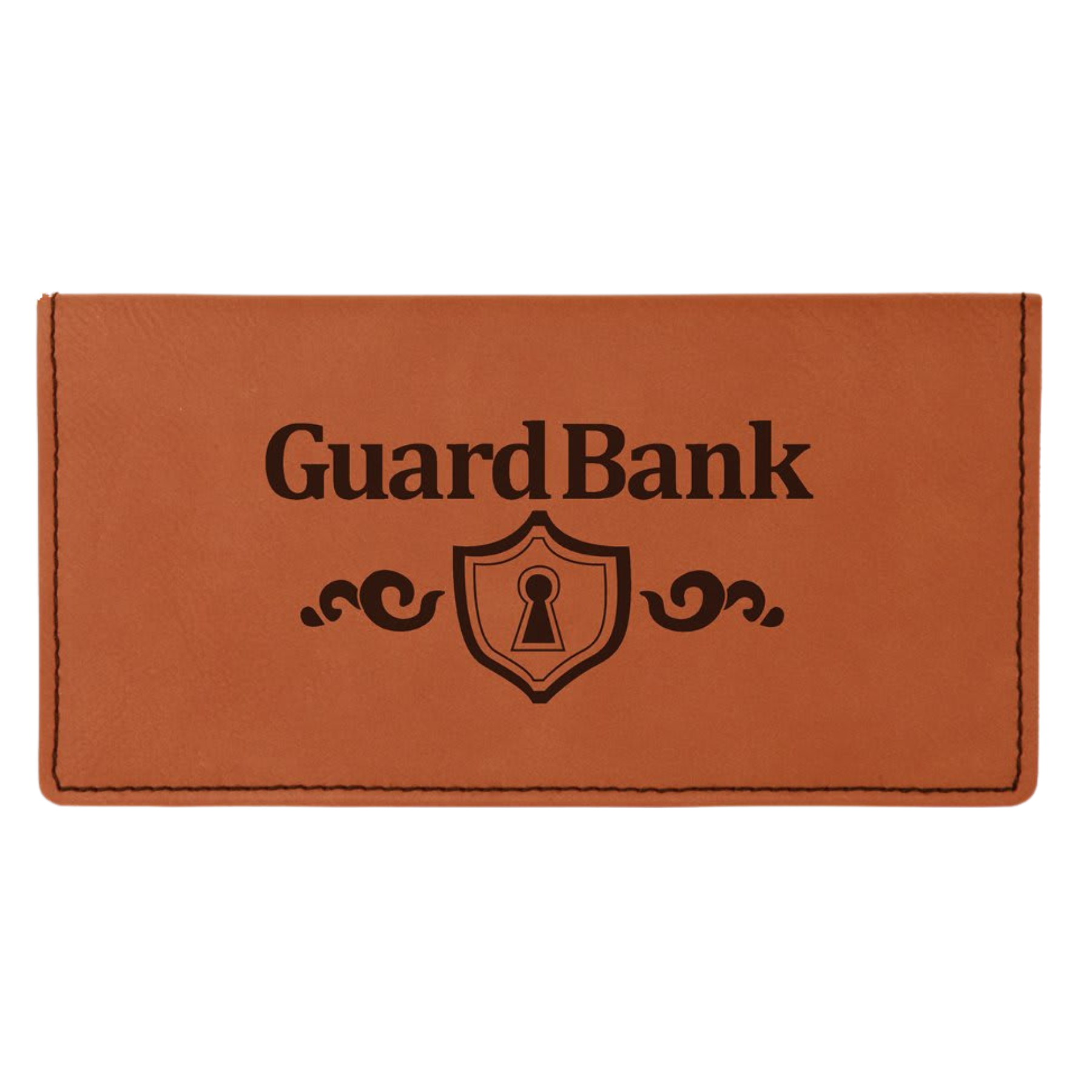 Personalized Checkbook Cover in Leatherette Colors Light Brown