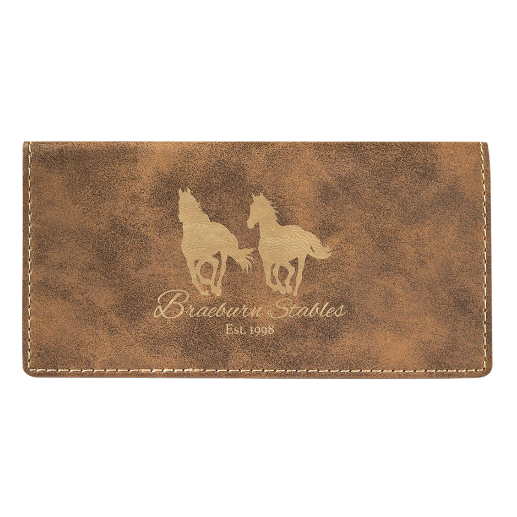 Personalized Checkbook Cover in Leatherette Colors Light Brown