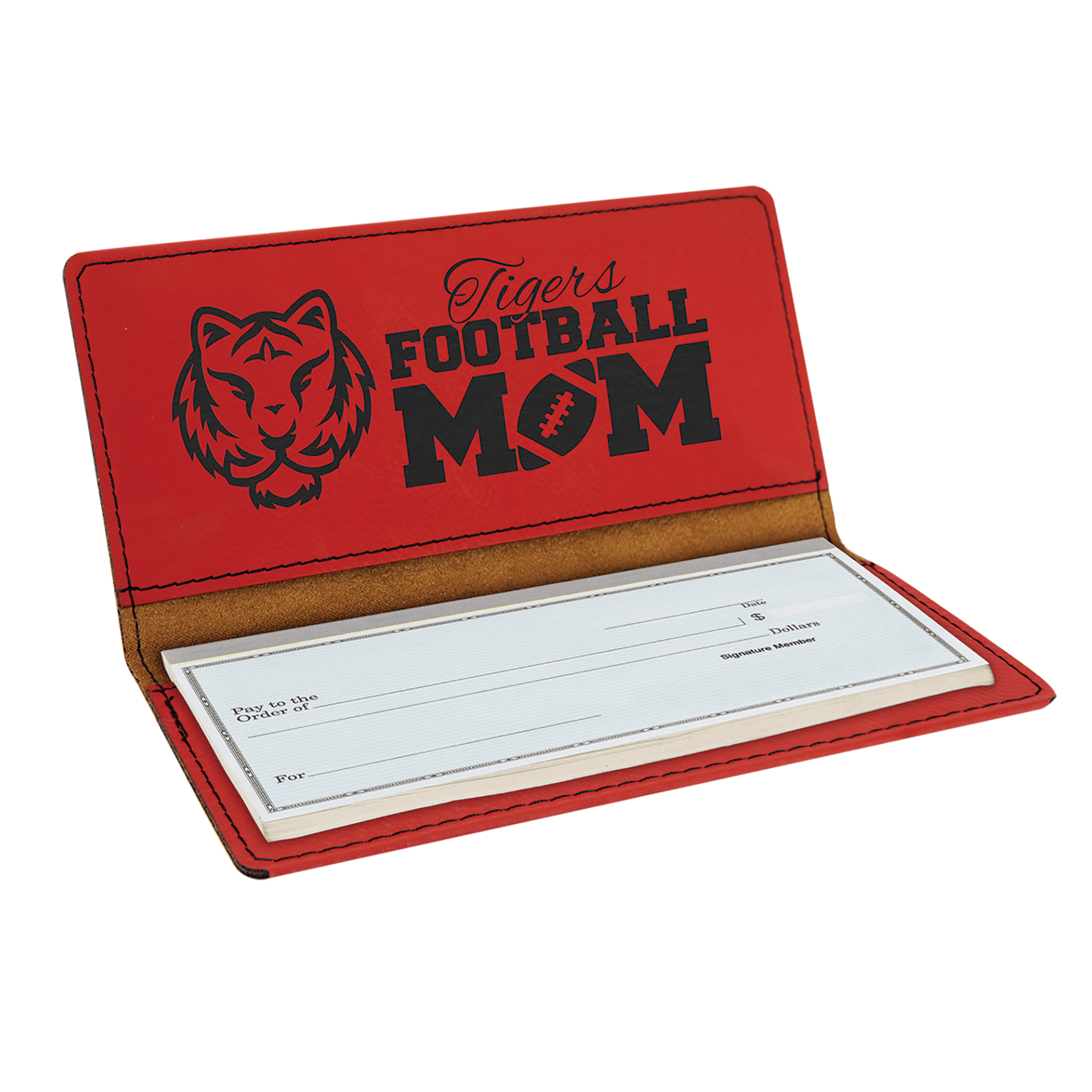 Personalized Checkbook Cover in Leatherette Colors Red