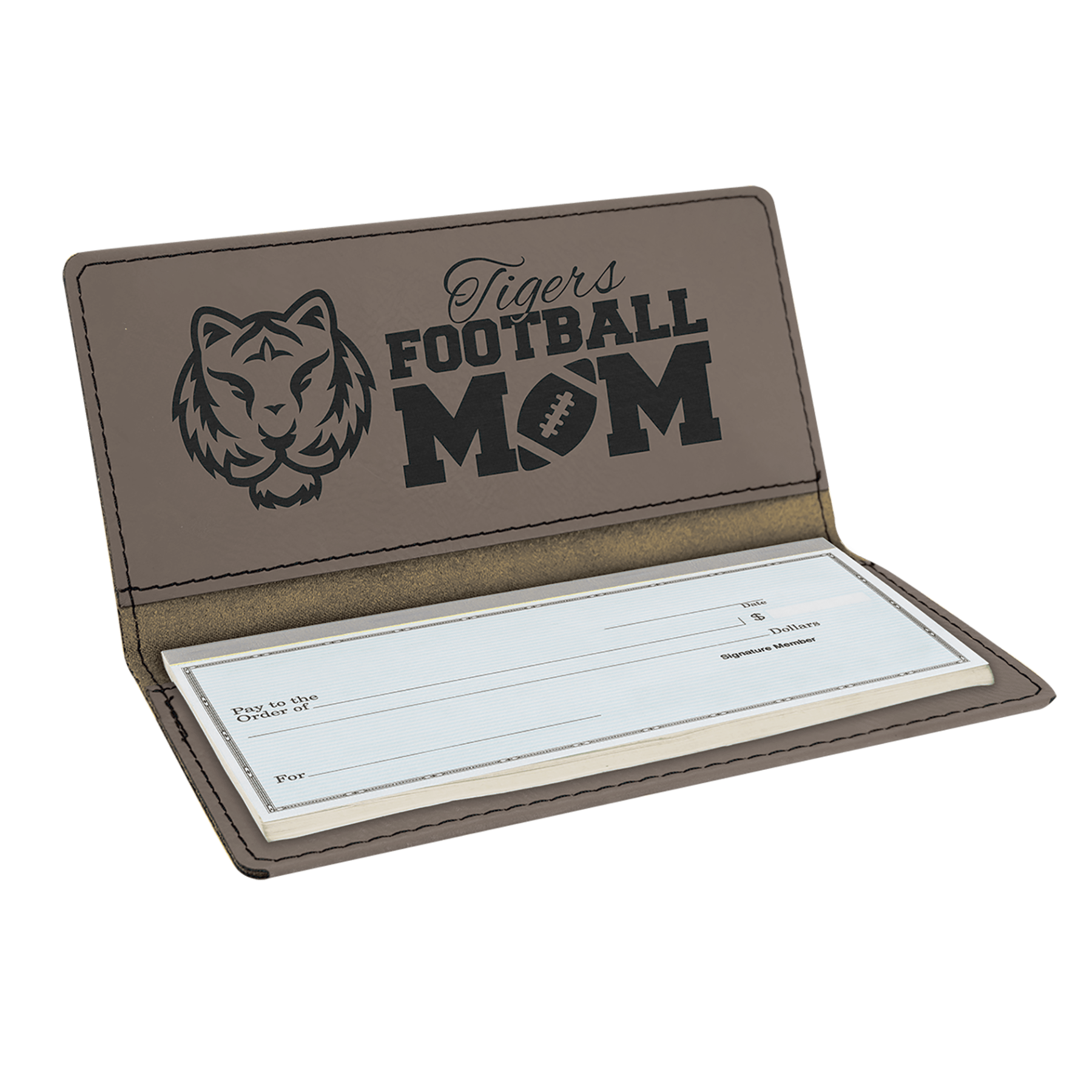 Personalized Checkbook Cover in Leatherette Colors Gray