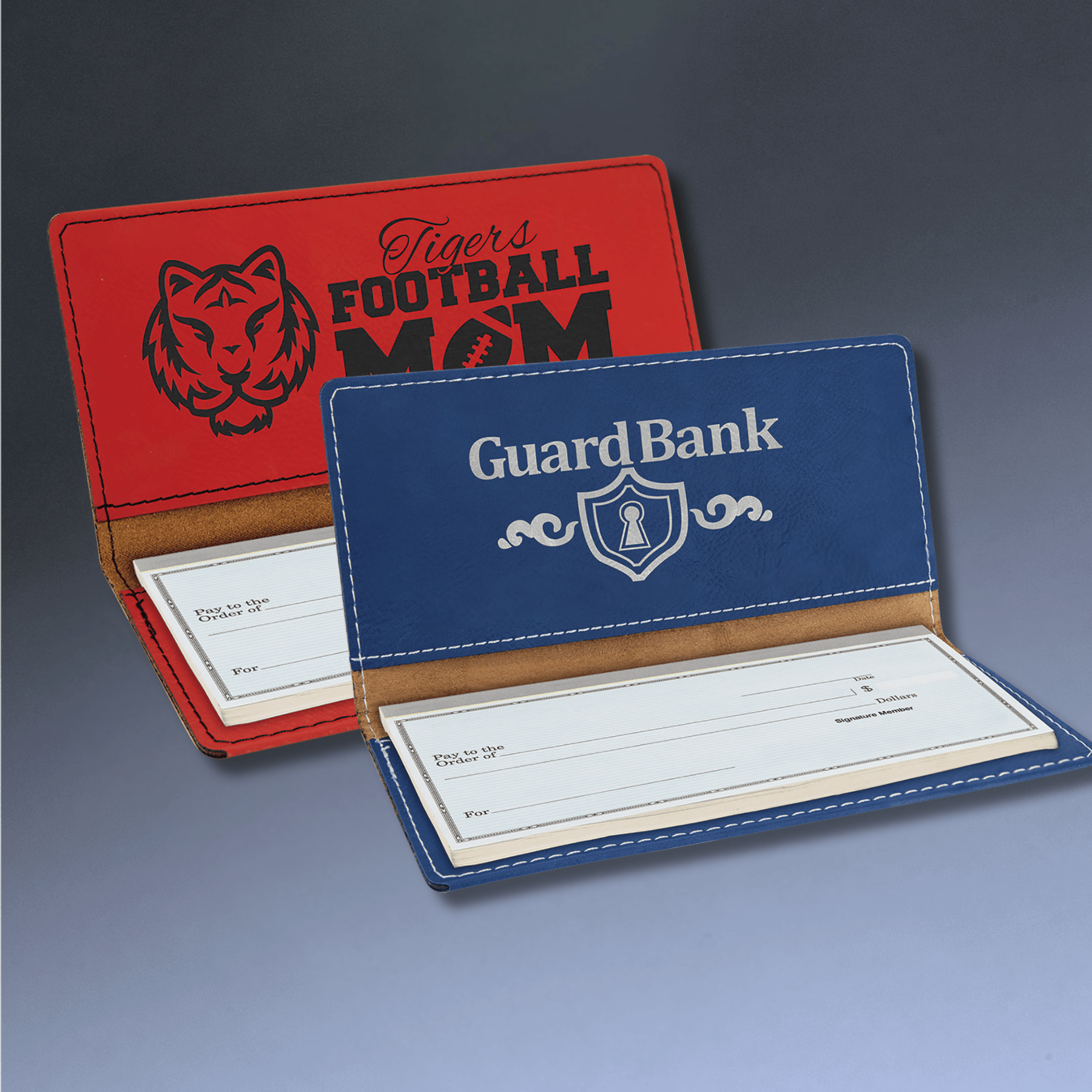Personalized Checkbook Cover in Leatherette Colors Light Brown