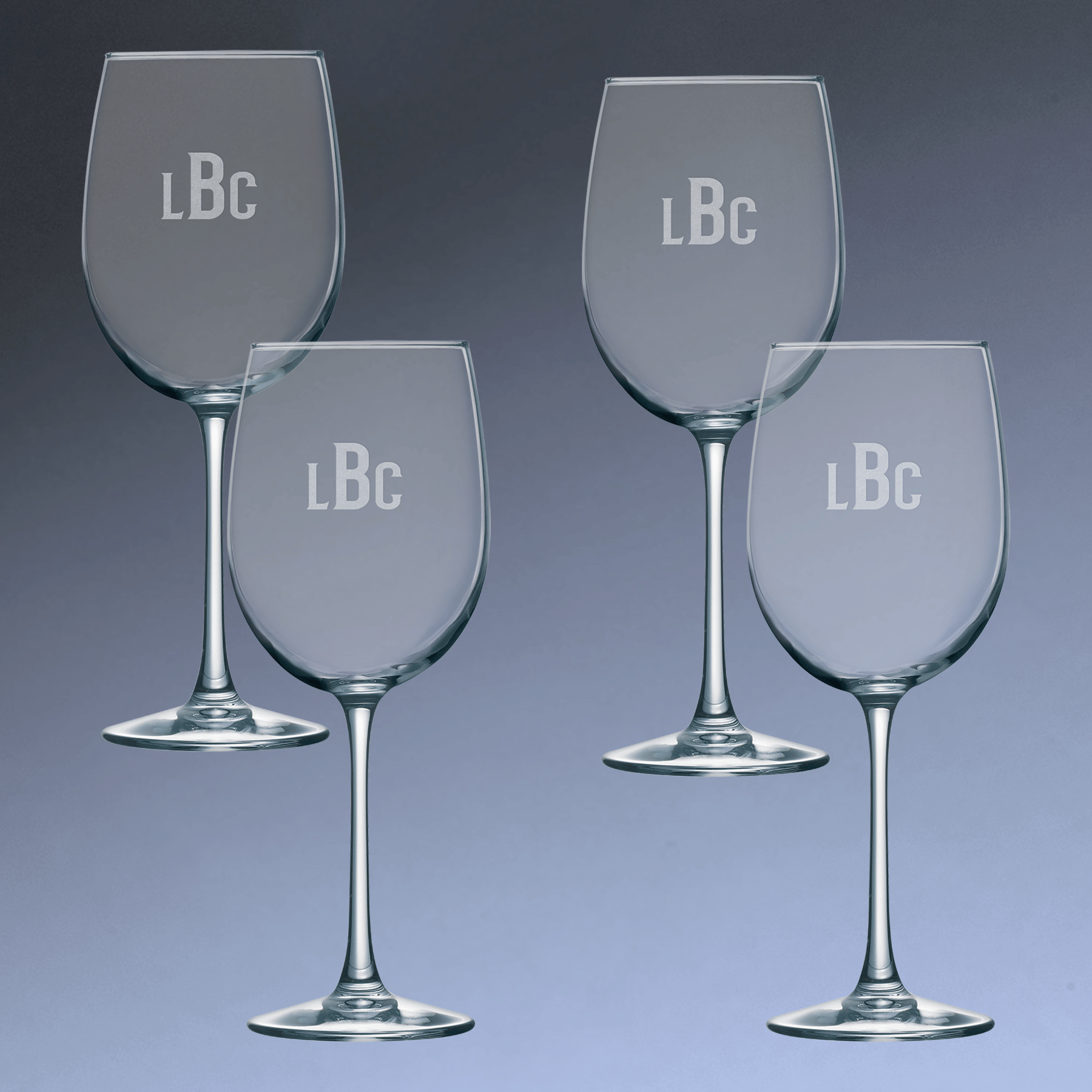 Custom Engraved Wine Glasses – Personalized Polar Camel Stemware Set of Four / 19 oz.