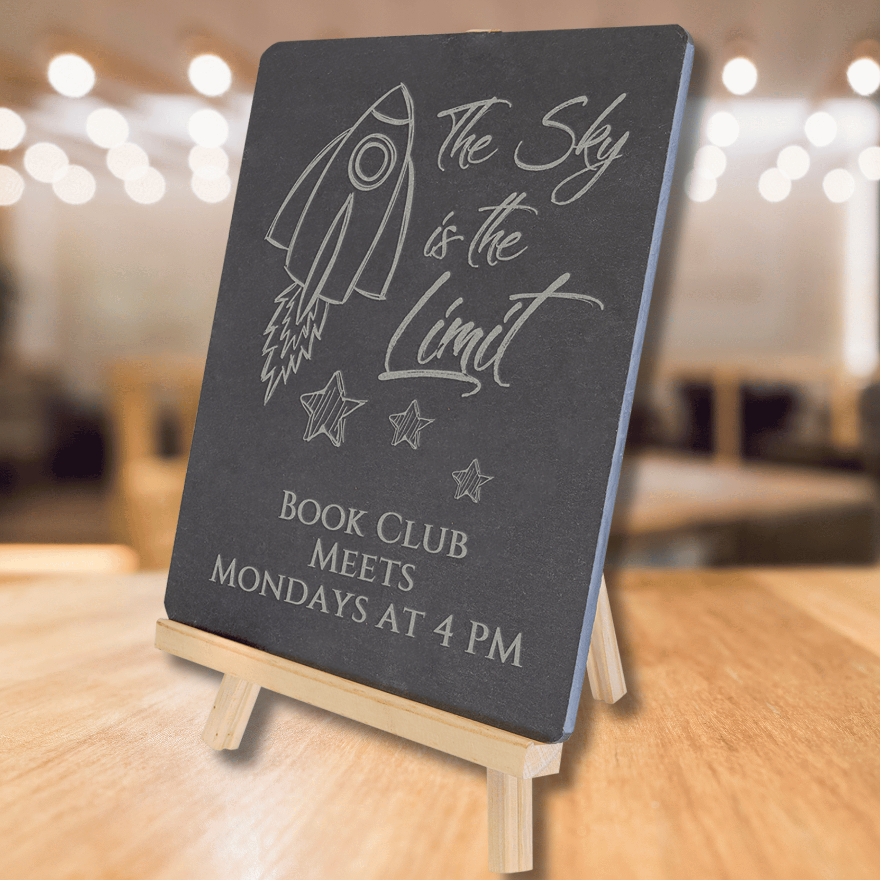 Slate Easel Signage with Custom Engraving - For Counter Top Display