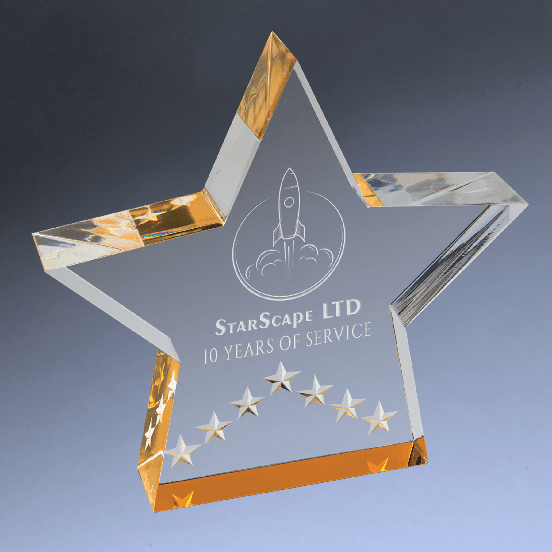 Color Edge Star Acrylic Performance Award - Self-Standing in 3 Colors Gold / 5"
