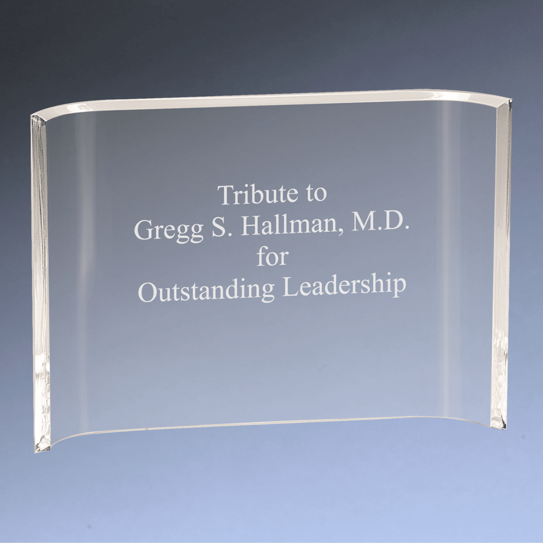 Acrylic Crescent Awards - Solid Clear or with Blue or Gold Tints