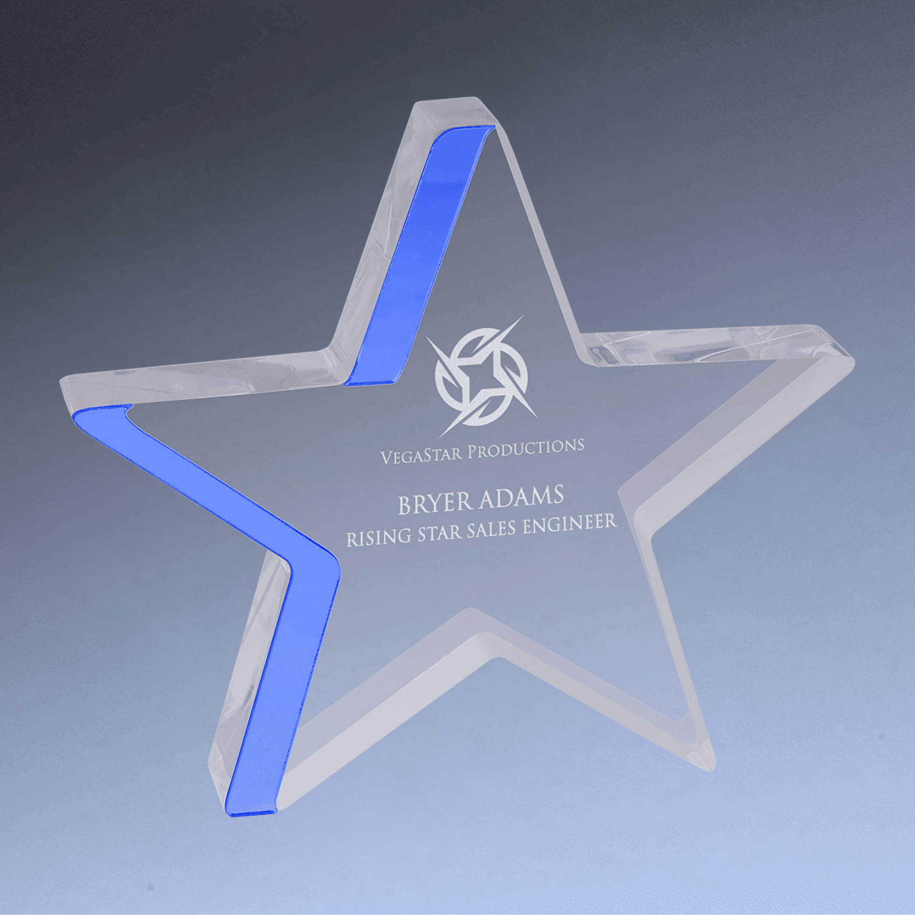 Acrylic Color-Edge Star Awards with Blue, Gold or Silver Accents