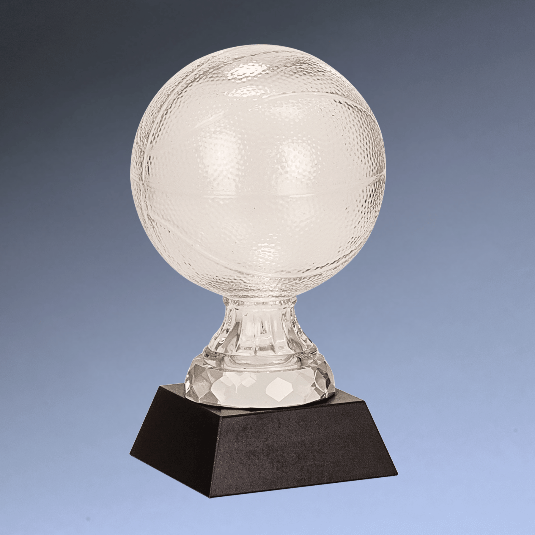 Glass Basketball Trophy with Black Marble Base - Custom Engraved
