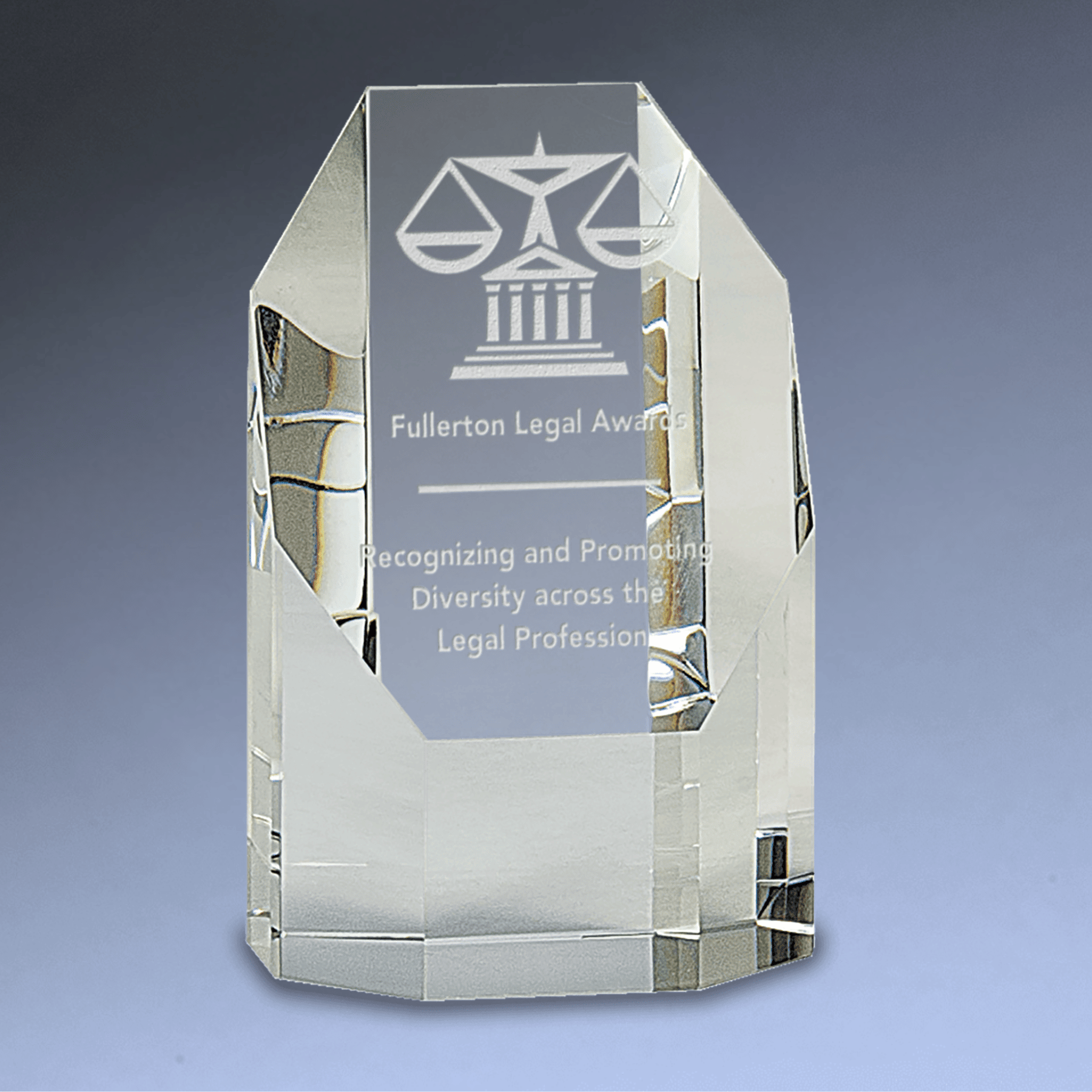 Crystal Octagon Tower Awards with Custom Engraving 5"