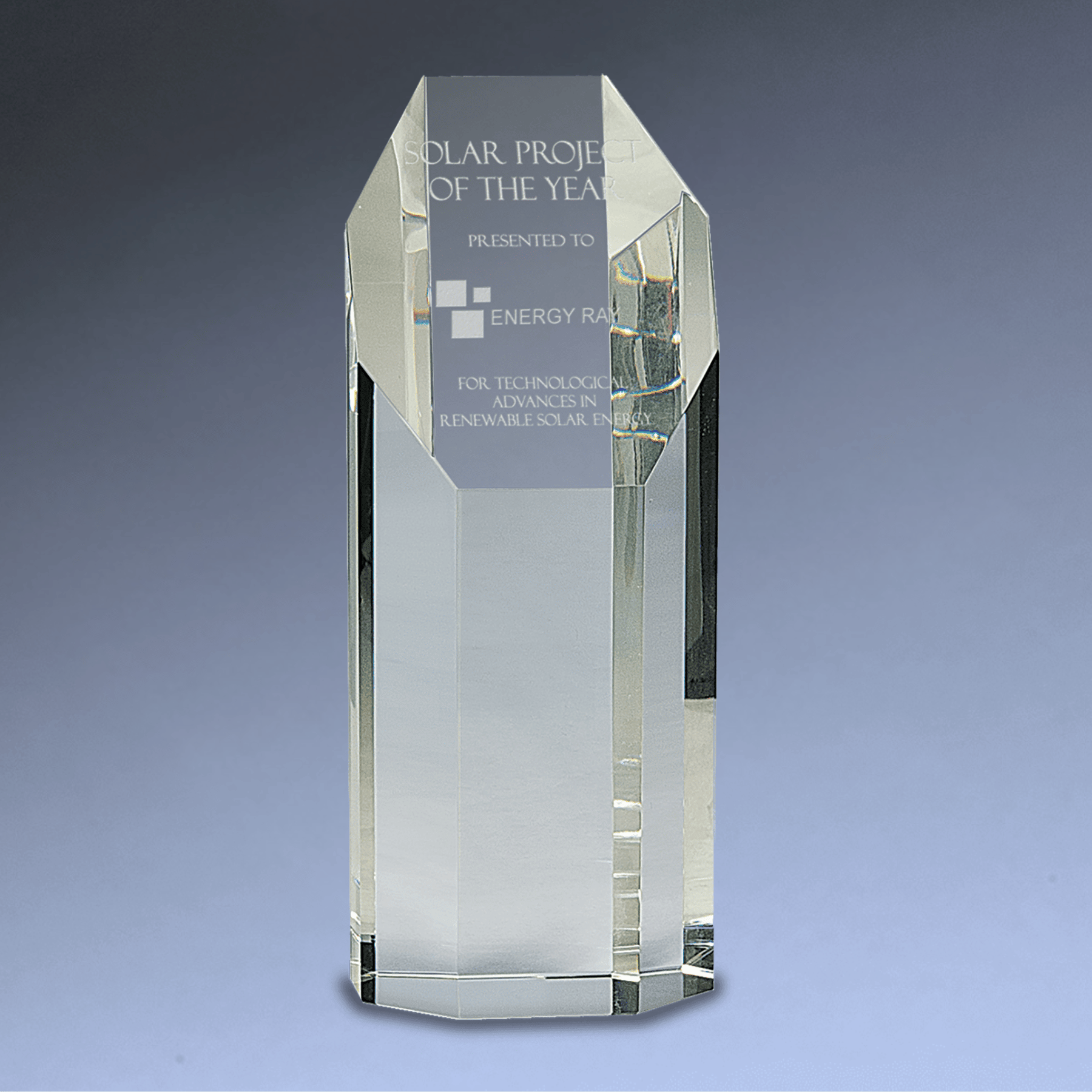 Crystal Octagon Tower Awards with Custom Engraving